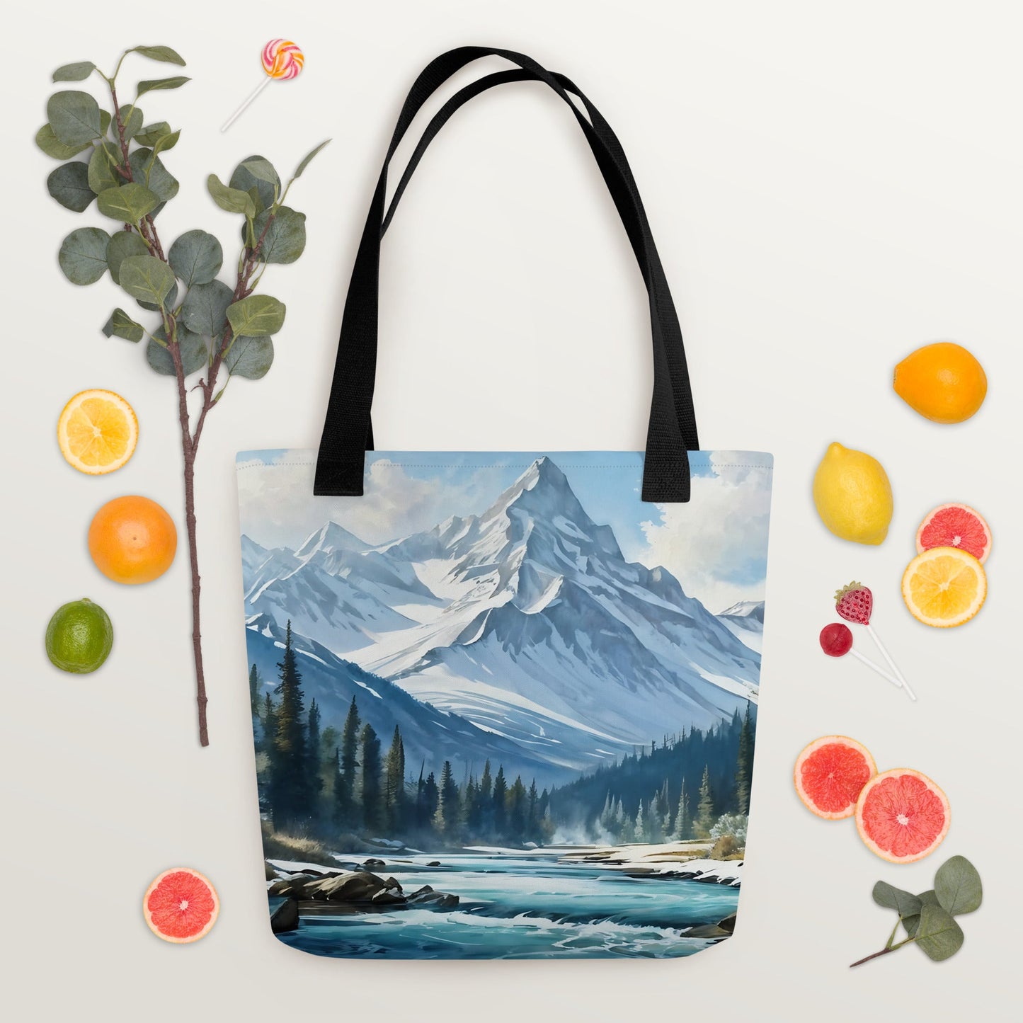 Mountains By The River Tote Bag - Tote Bags - Discovery Co.