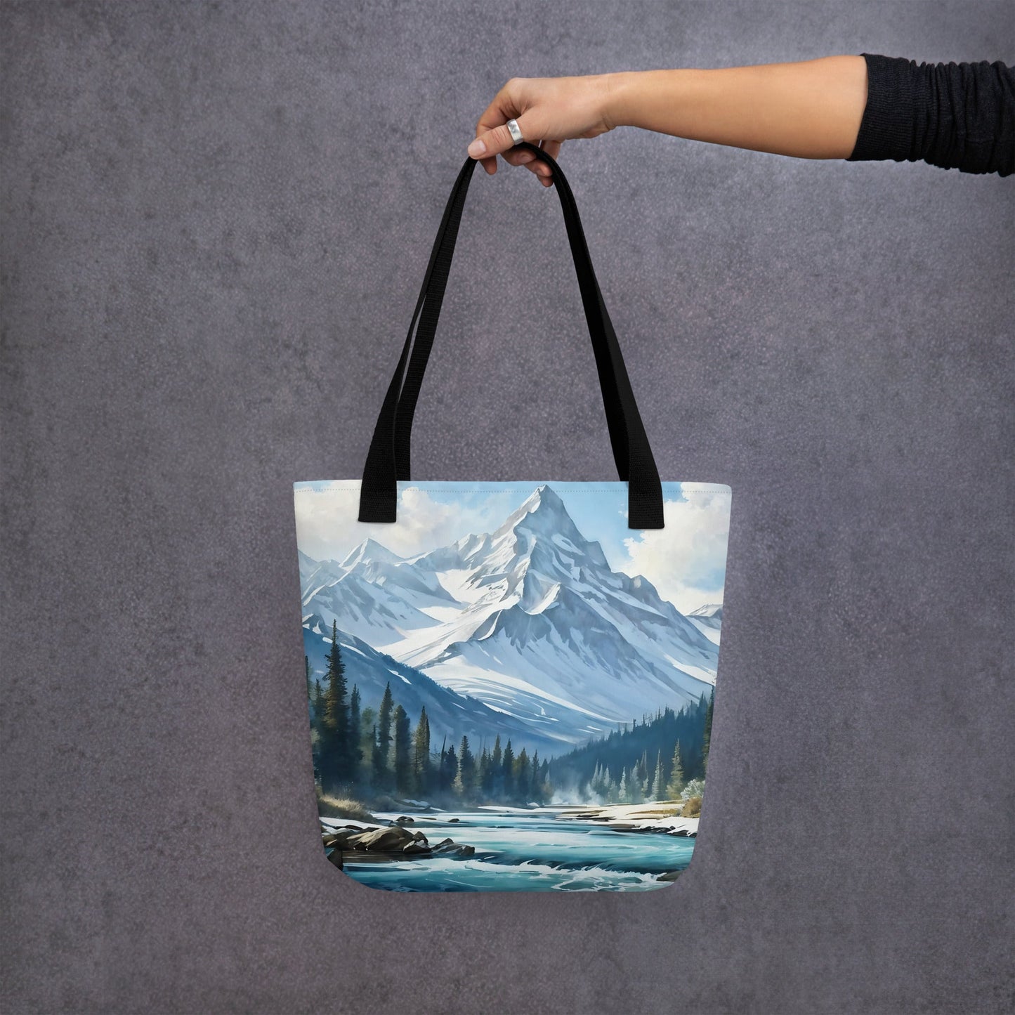 Mountains By The River Tote Bag - Tote Bags - Discovery Co.