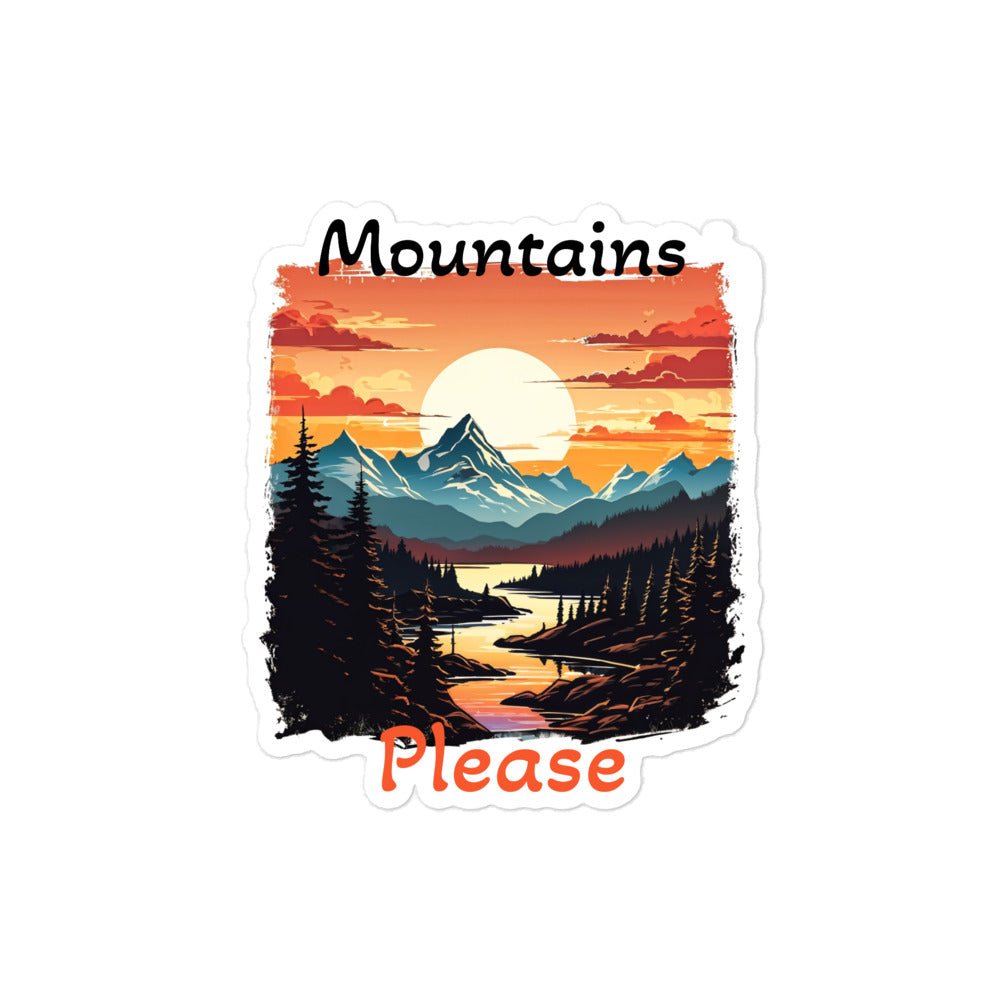 Mountains Please Bubble - free Stickers - Discovery Co.