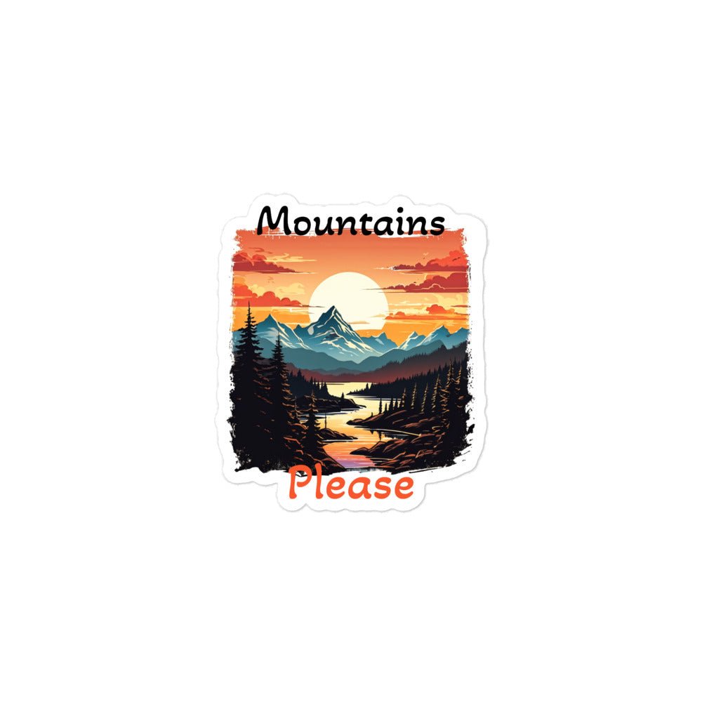 Mountains Please Bubble - free Stickers - Discovery Co.