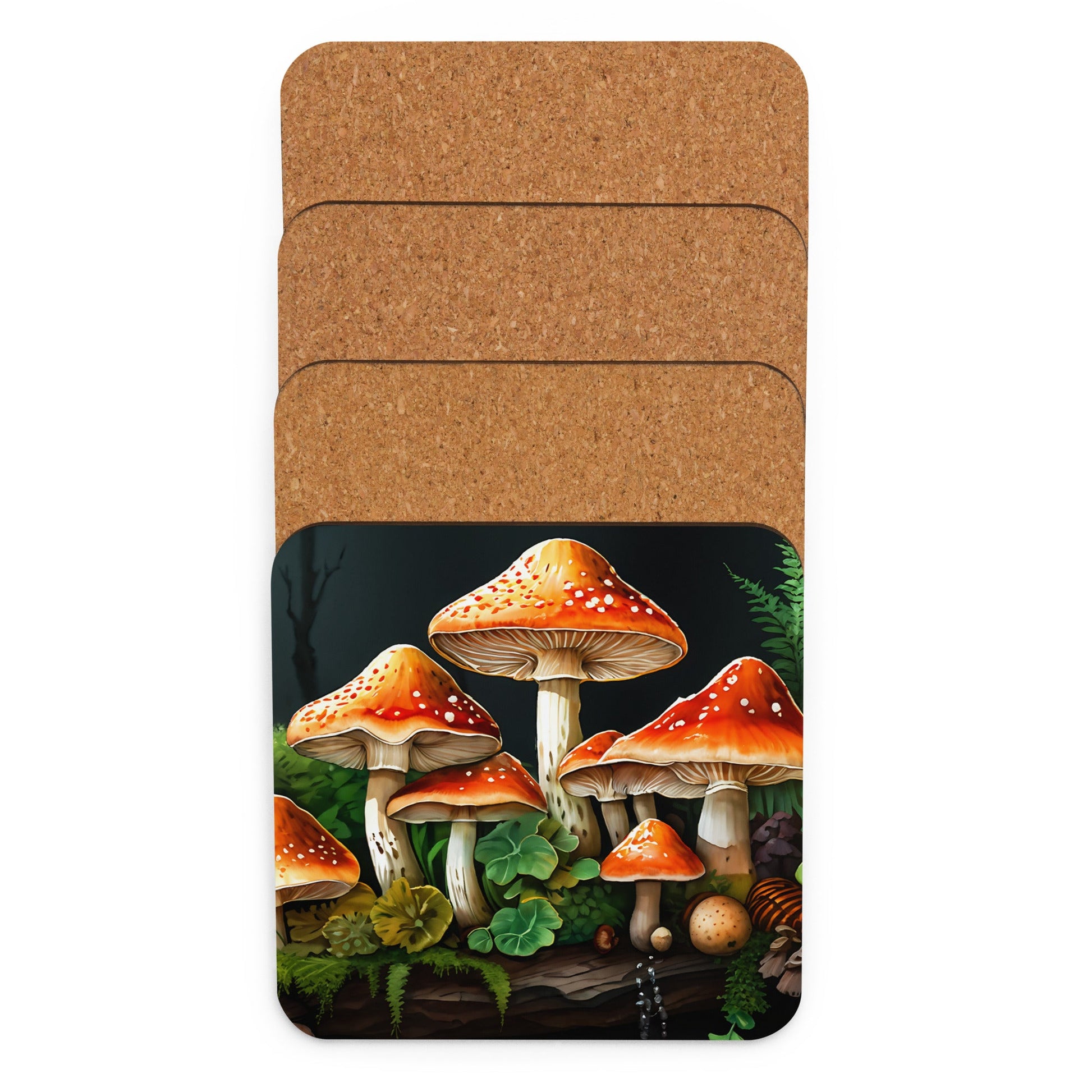 Mushroom Forest Cork - back Coaster - Coasters - Discovery Co.