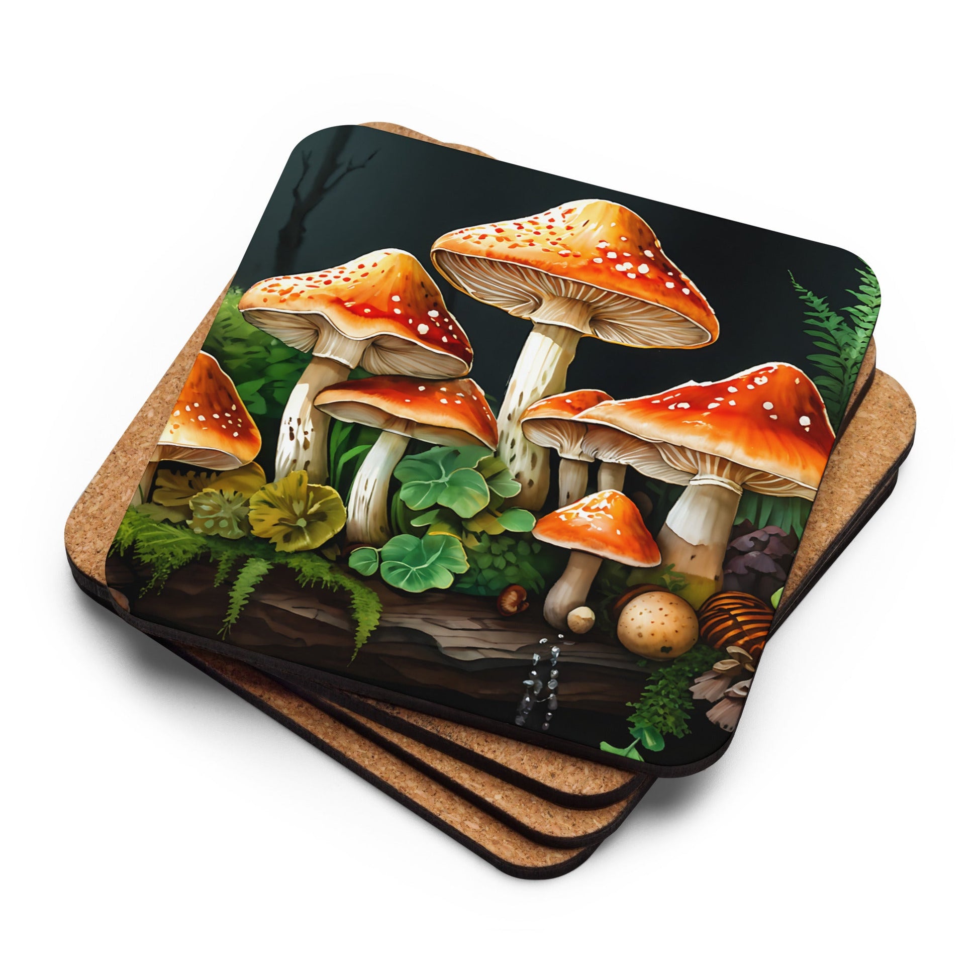 Mushroom Forest Cork - back Coaster - Coasters - Discovery Co.