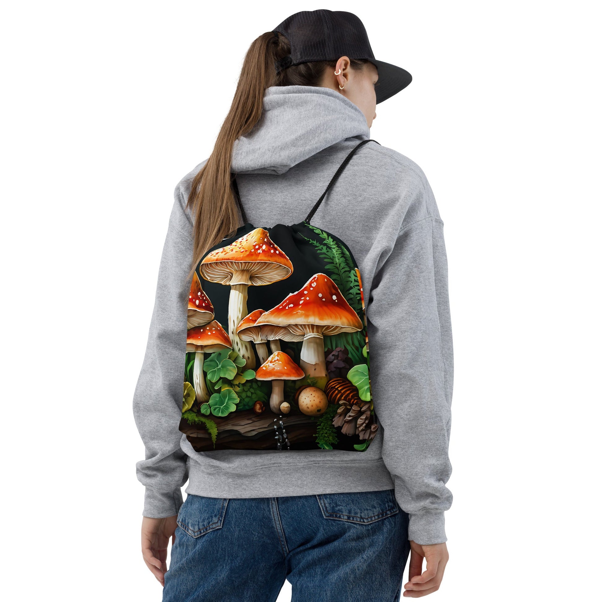 Mushroom Forest Drawstring Bag - Drawstring Bag - Discovery Co.