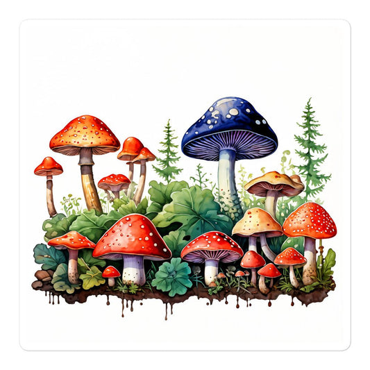 Mushroom Forest Watercolor Art Bubble-free stickers - Stickers - Discovery Co.