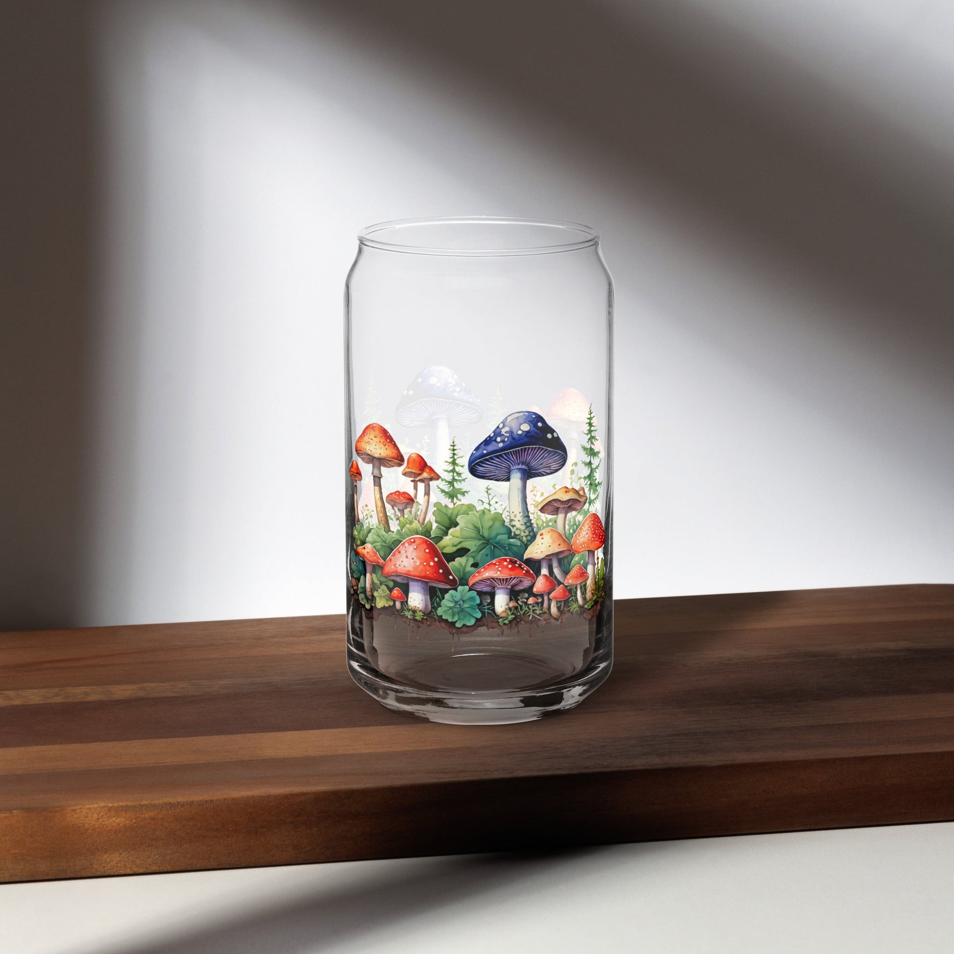 Mushroom Forest Watercolor Art Can - Shaped Glass - Can - Shaped Glass - Discovery Co.