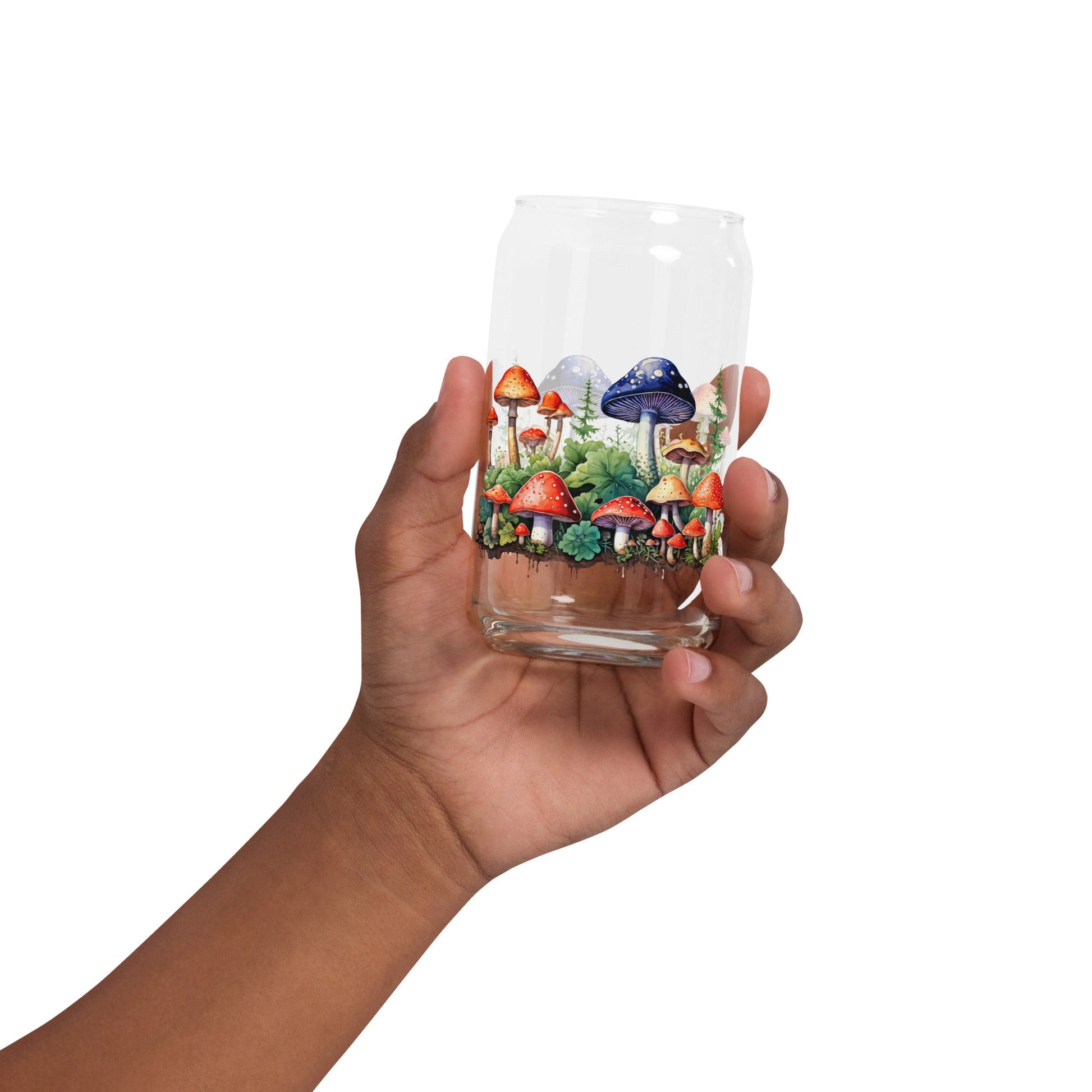 Mushroom Forest Watercolor Art Can - Shaped Glass - Can - Shaped Glass - Discovery Co.