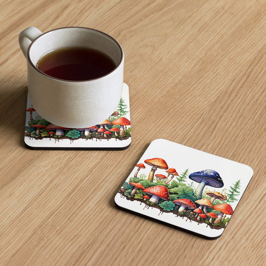 Mushroom Forest Watercolor Art Cork-back Coaster - Coasters - Discovery Co.
