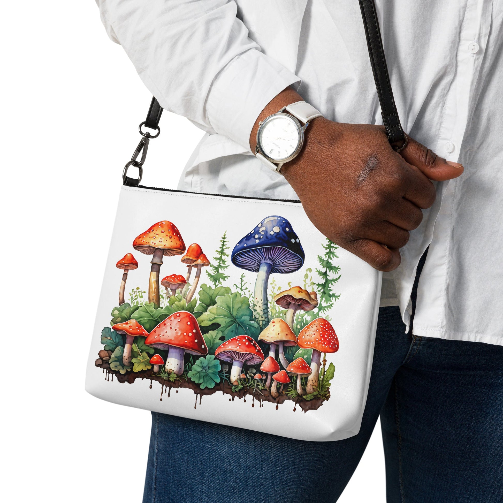 Mushroom Forest Watercolor Art Crossbody Bag - Crossbody Bag - Discovery Co.