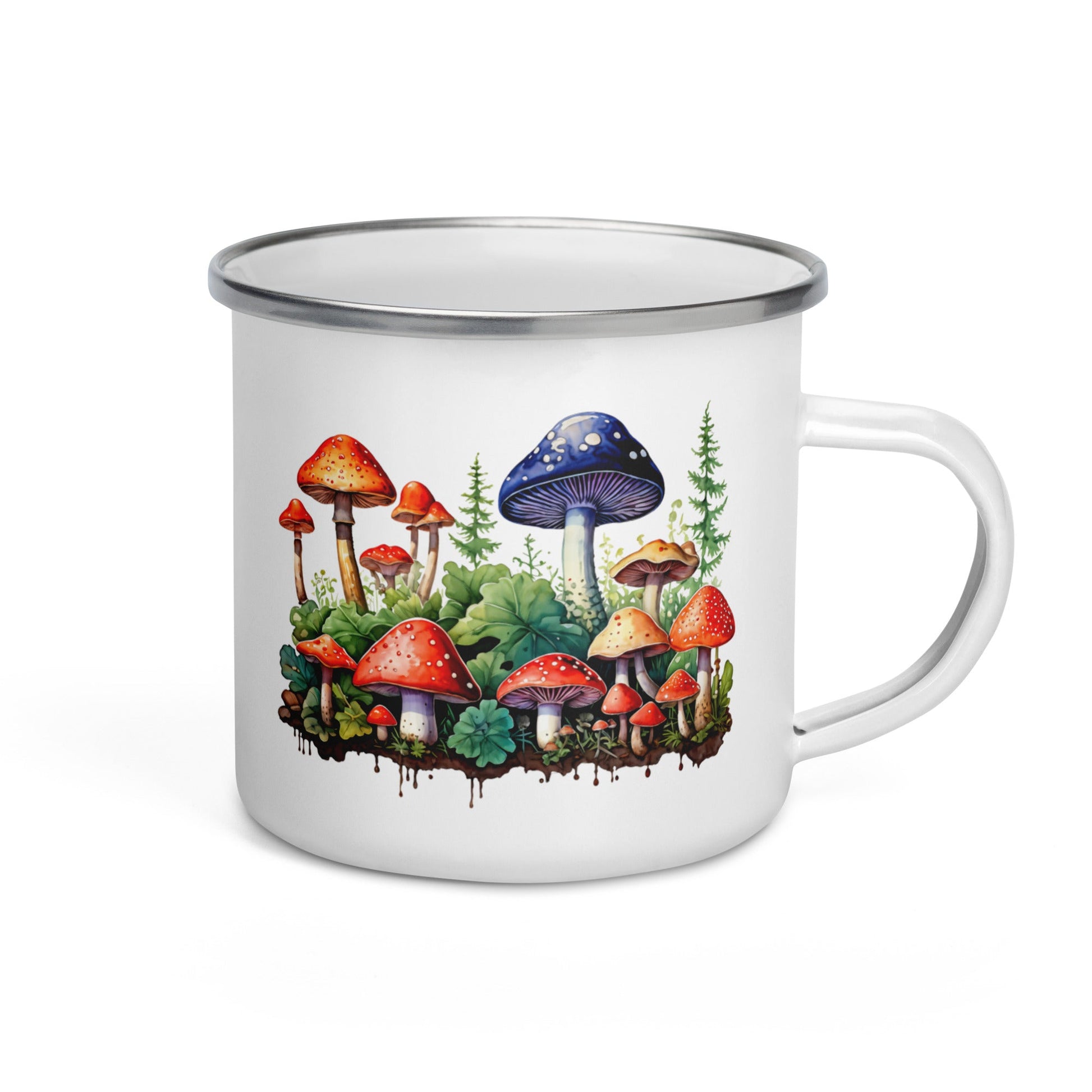 Mushroom Forest Watercolor Art Enamel Mug (12 oz) - Mugs - Discovery Co.