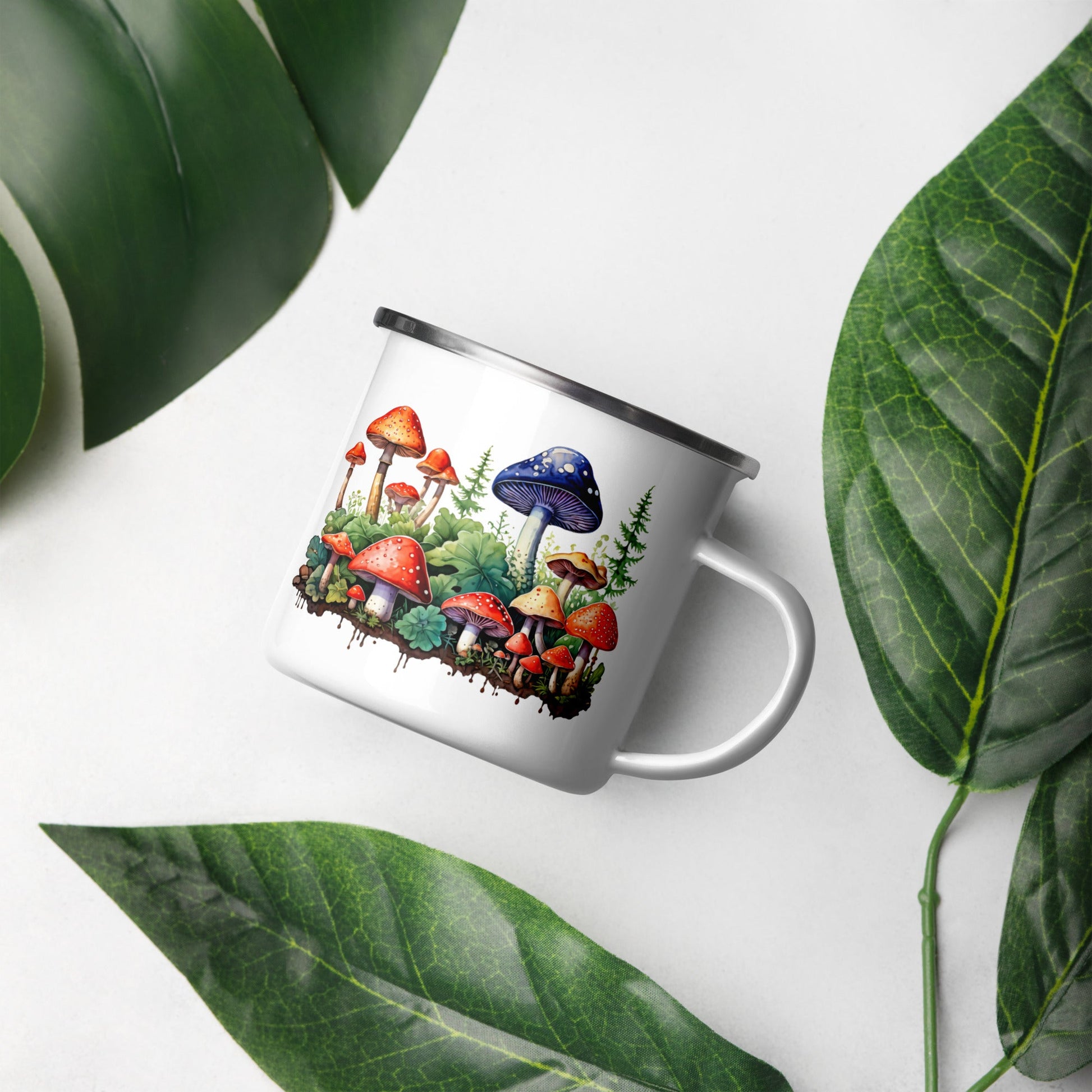 Mushroom Forest Watercolor Art Enamel Mug (12 oz) - Mugs - Discovery Co.