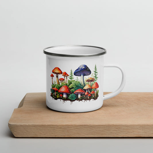 Mushroom Forest Watercolor Art Enamel Mug (12 oz) - Mugs - Discovery Co.