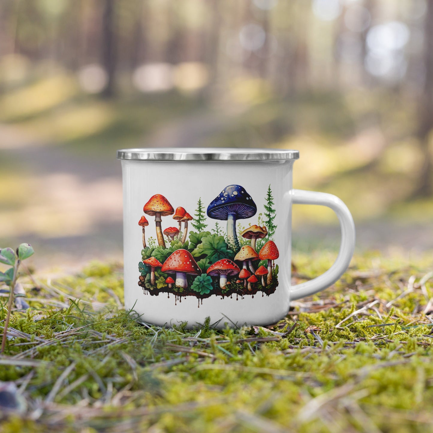 Mushroom Forest Watercolor Art Enamel Mug (12 oz) - Mugs - Discovery Co.