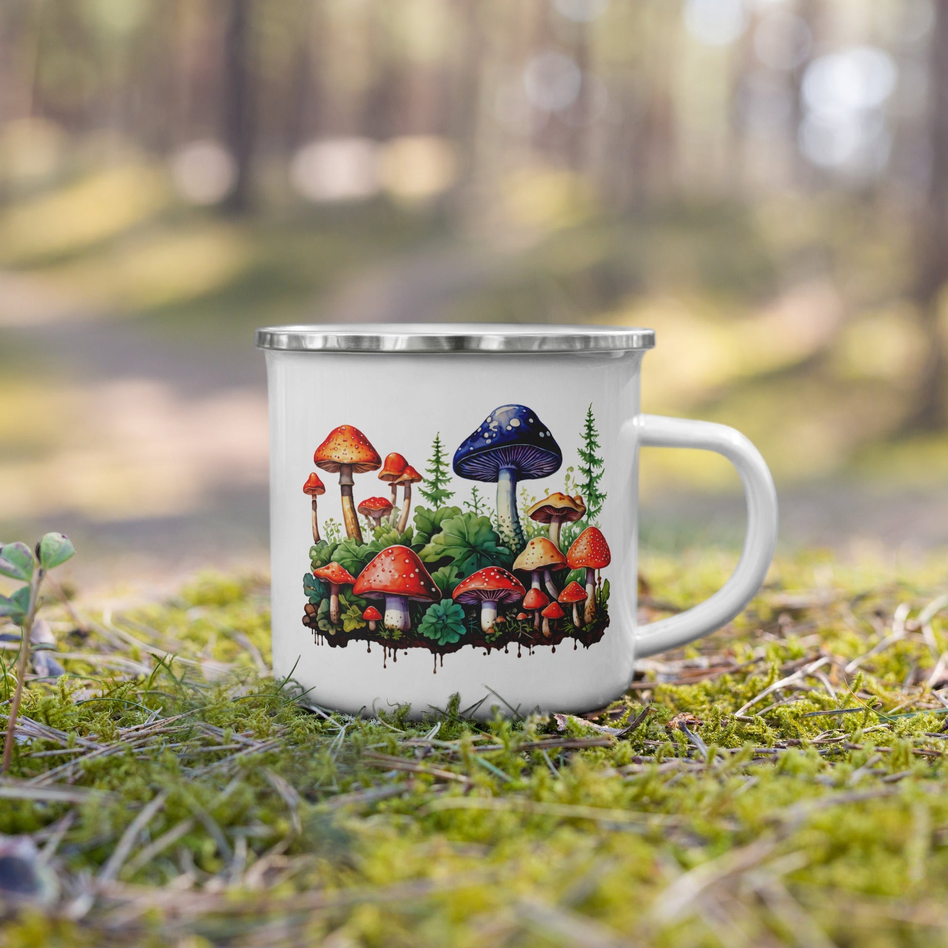 Mushroom Forest Watercolor Art Enamel Mug (12 oz) - Mugs - Discovery Co.