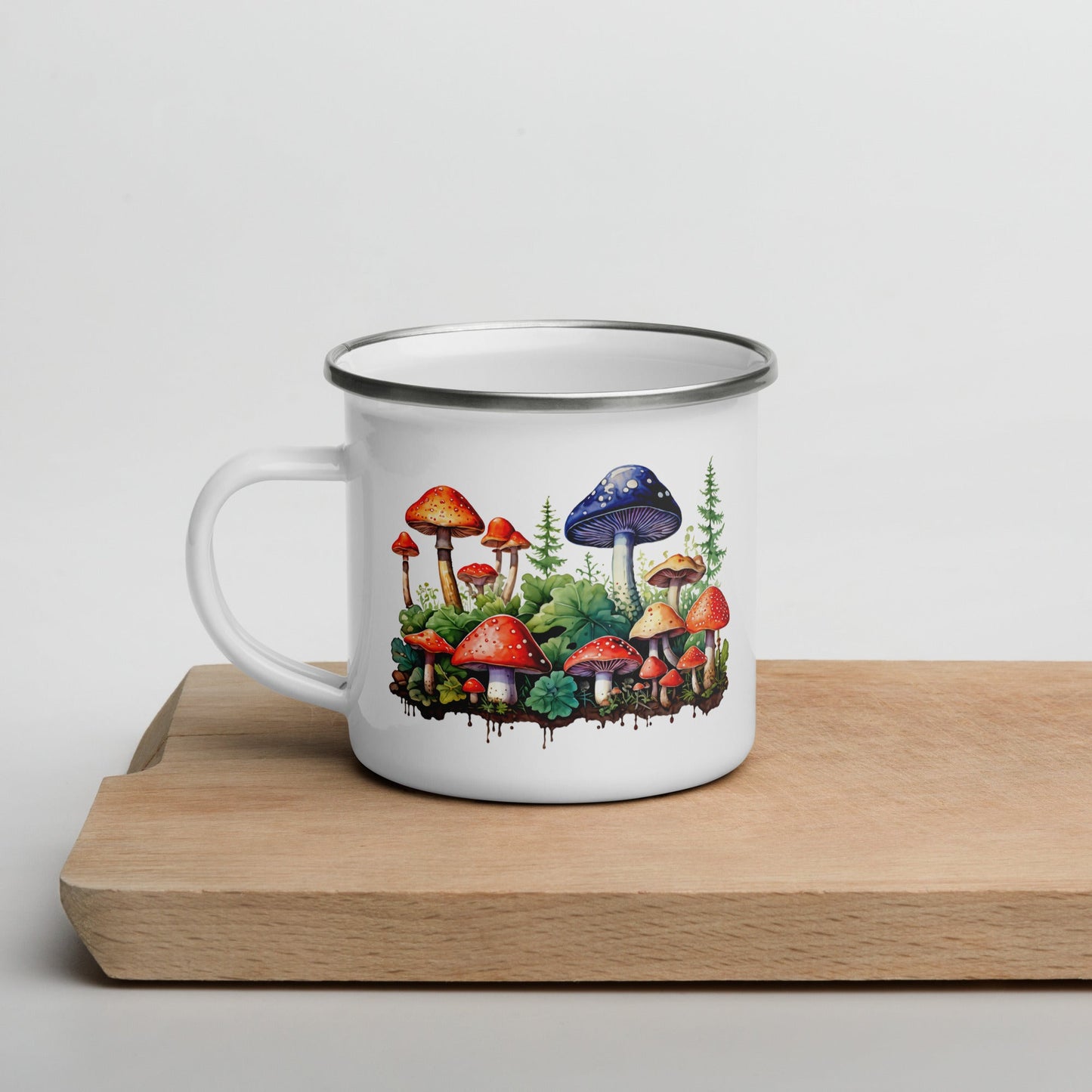 Mushroom Forest Watercolor Art Enamel Mug (12 oz) - Mugs - Discovery Co.