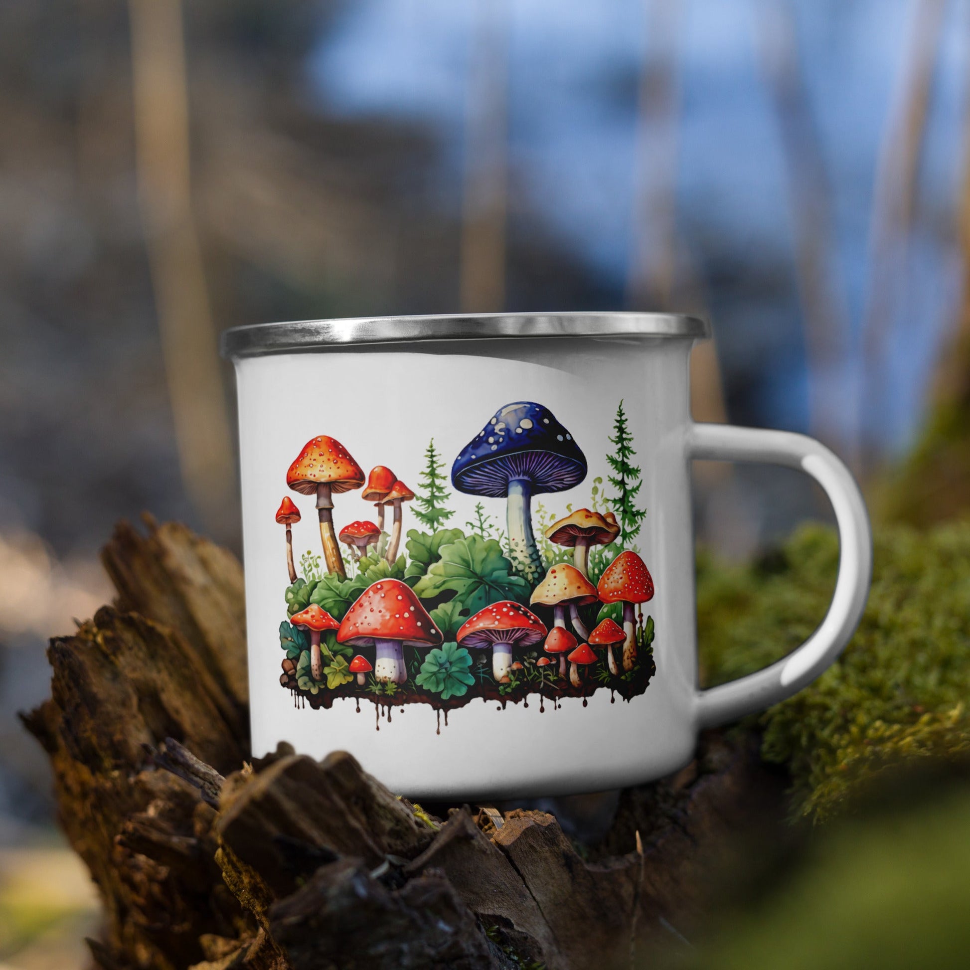Mushroom Forest Watercolor Art Enamel Mug (12 oz) - Mugs - Discovery Co.
