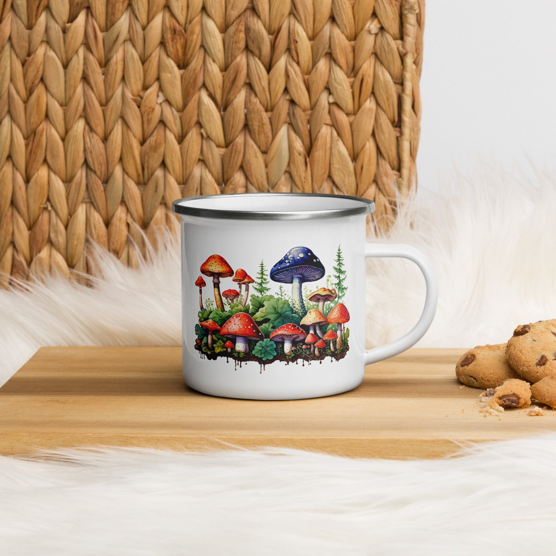 Mushroom Forest Watercolor Art Enamel Mug (12 oz) - Mugs - Discovery Co.