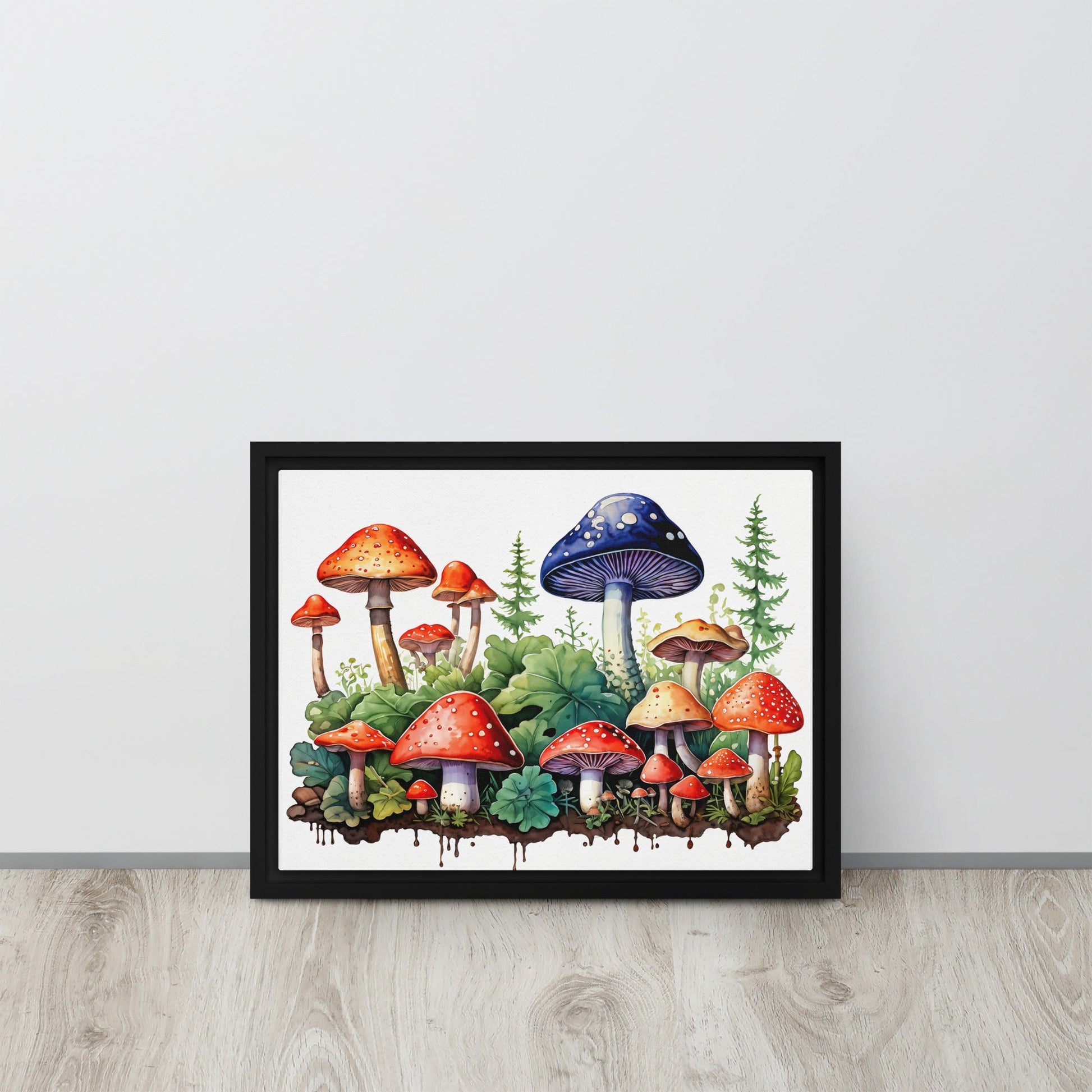 Mushroom Forest Watercolor Art Framed Canvas - Canvas Prints - Discovery Co.