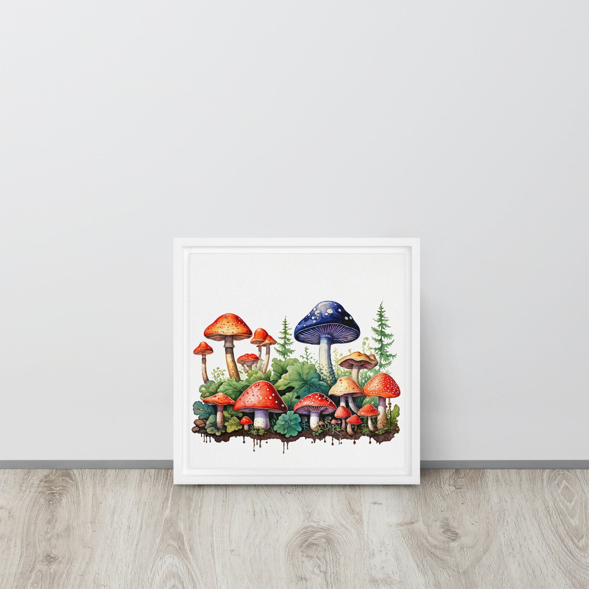 Mushroom Forest Watercolor Art Framed Canvas - Canvas Prints - Discovery Co.