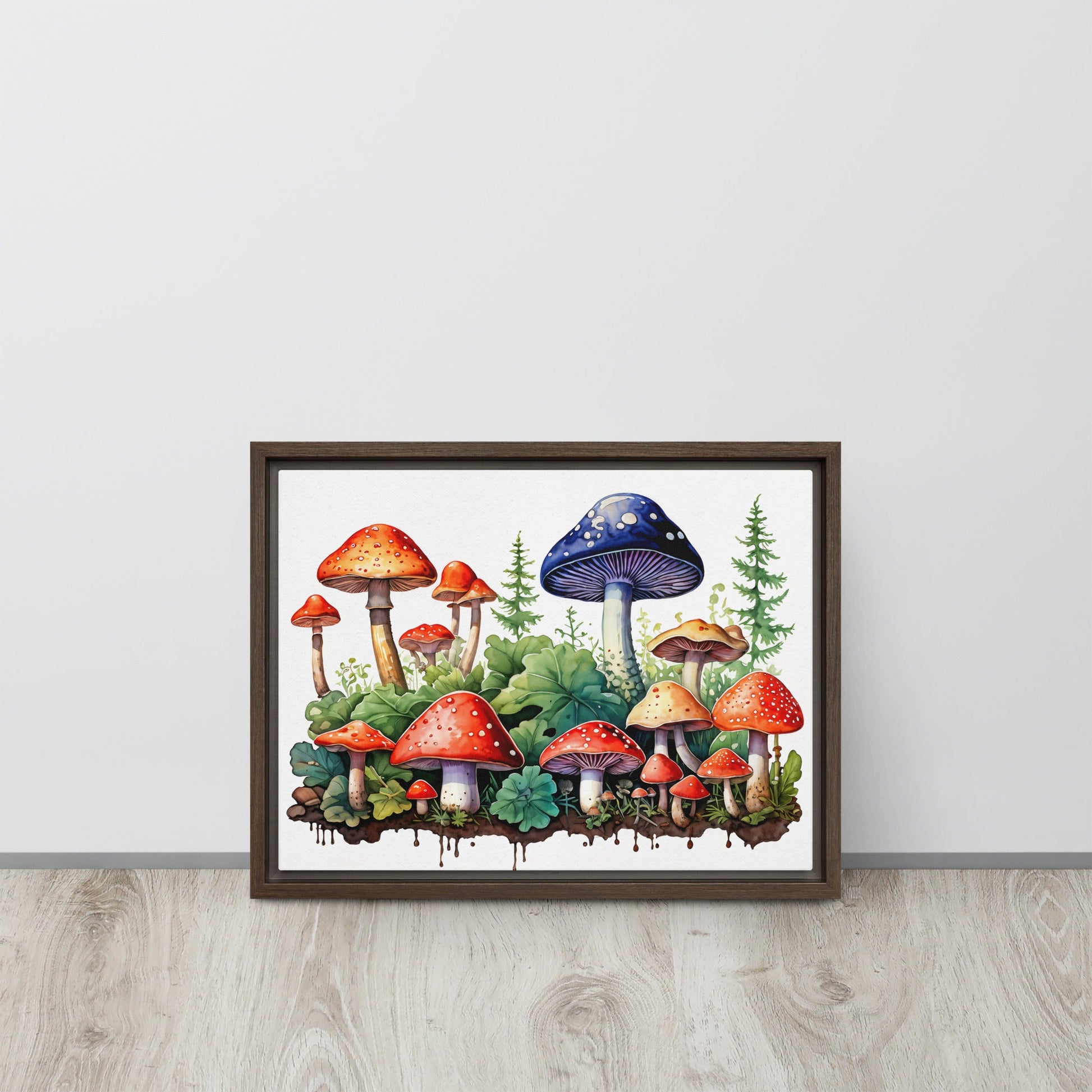 Mushroom Forest Watercolor Art Framed Canvas - Canvas Prints - Discovery Co.