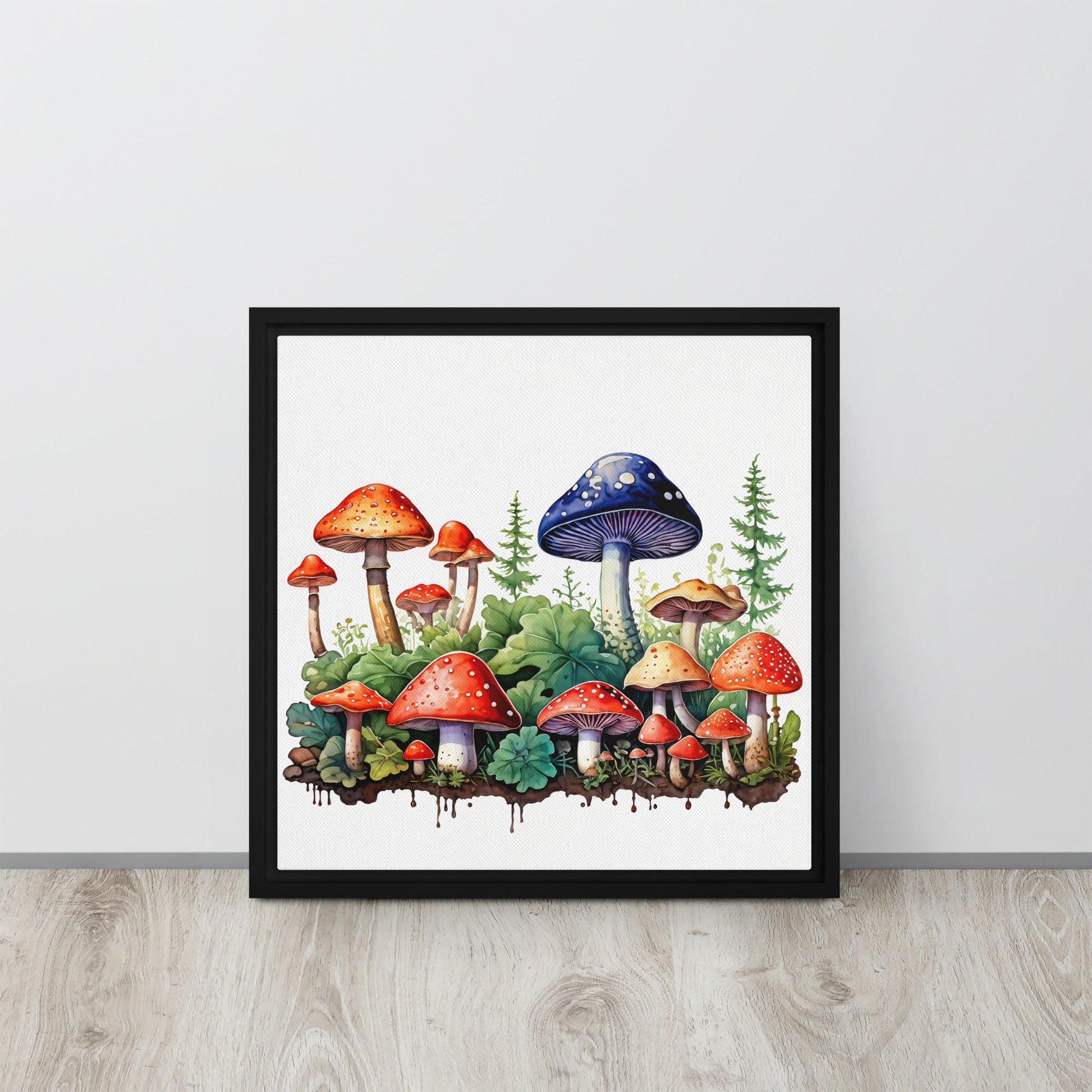 Mushroom Forest Watercolor Art Framed Canvas - Canvas Prints - Discovery Co.
