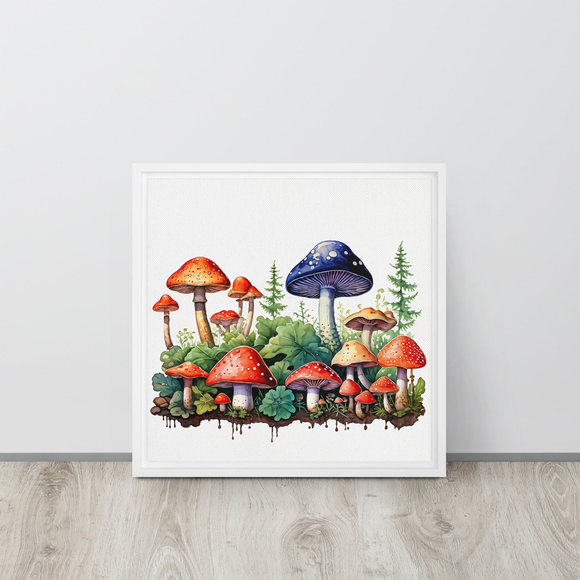 Mushroom Forest Watercolor Art Framed Canvas - Canvas Prints - Discovery Co.