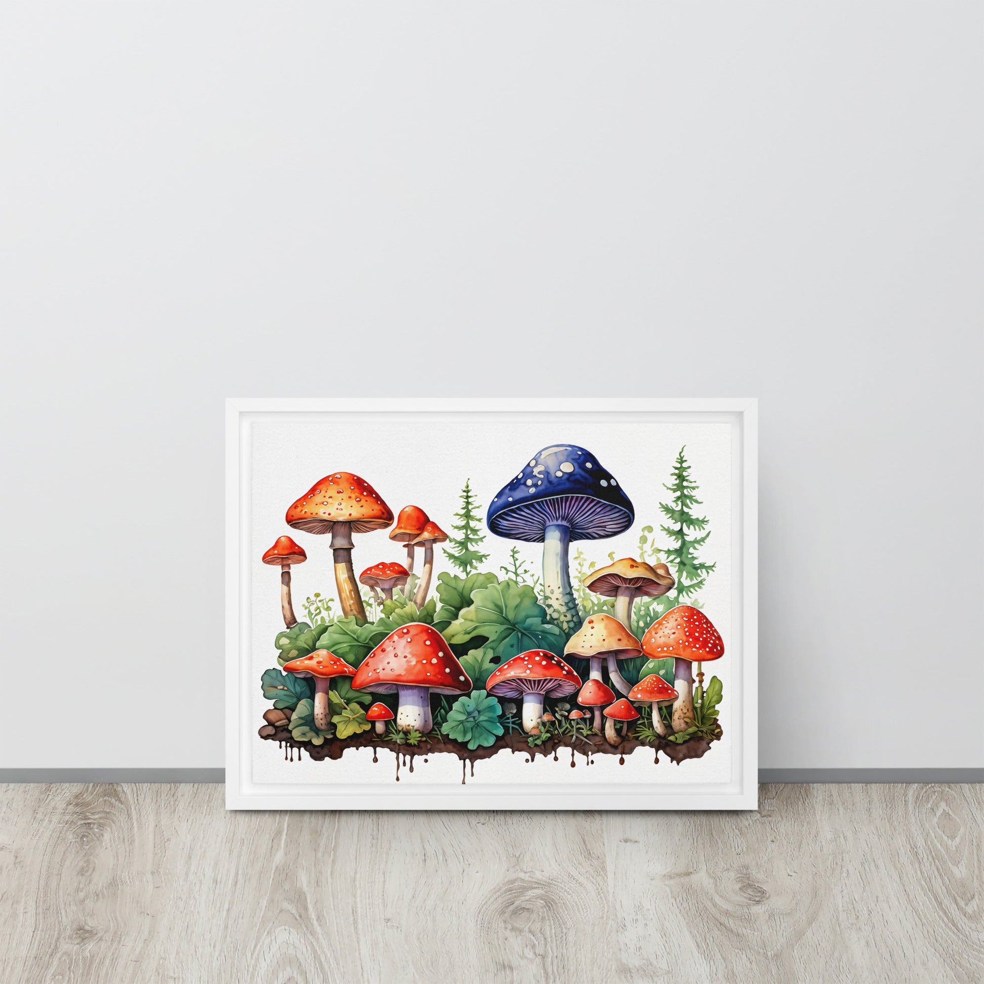 Mushroom Forest Watercolor Art Framed Canvas - Canvas Prints - Discovery Co.