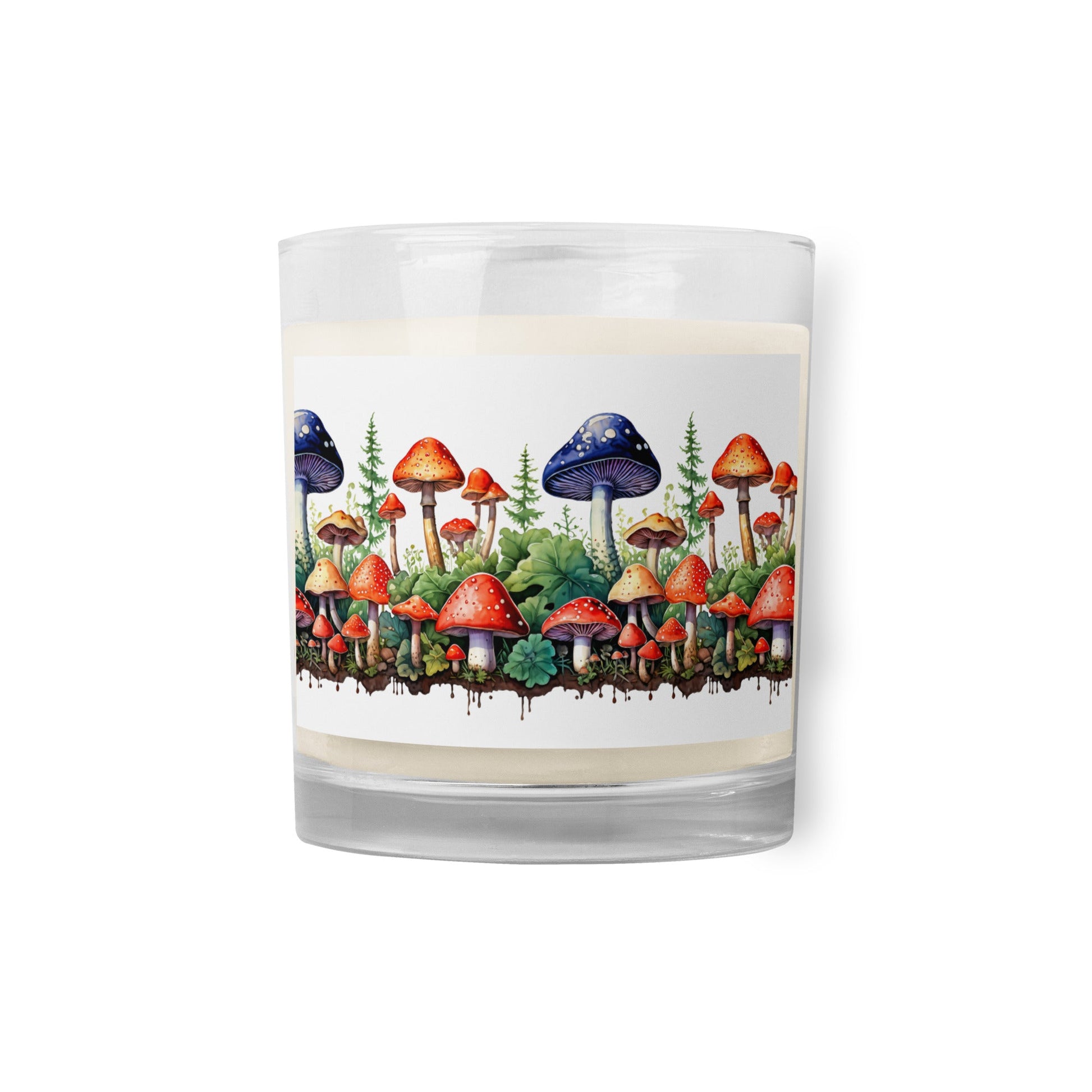Mushroom Forest Watercolor Art Glass Jar Soy Wax Candle - Candles - Discovery Co.