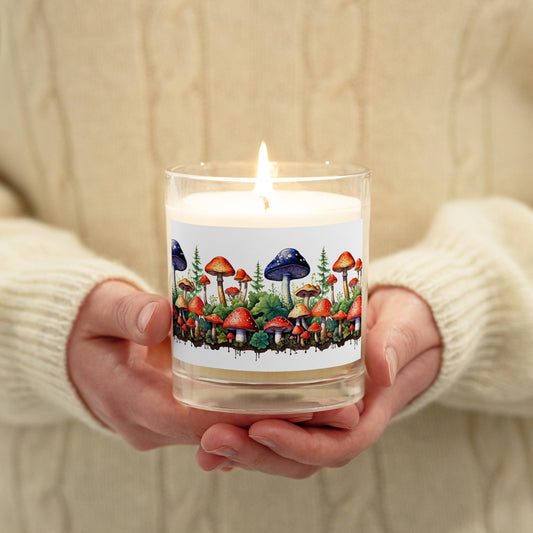 Mushroom Forest Watercolor Art Glass Jar Soy Wax Candle - Candles - Discovery Co.