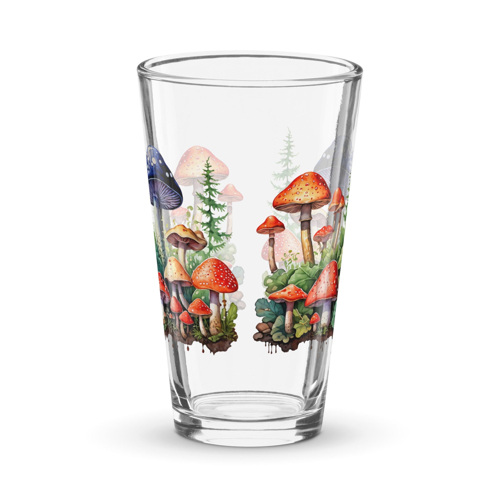 Mushroom Forest Watercolor Art Pint Glass (16 oz) - Beer Glass - Discovery Co.