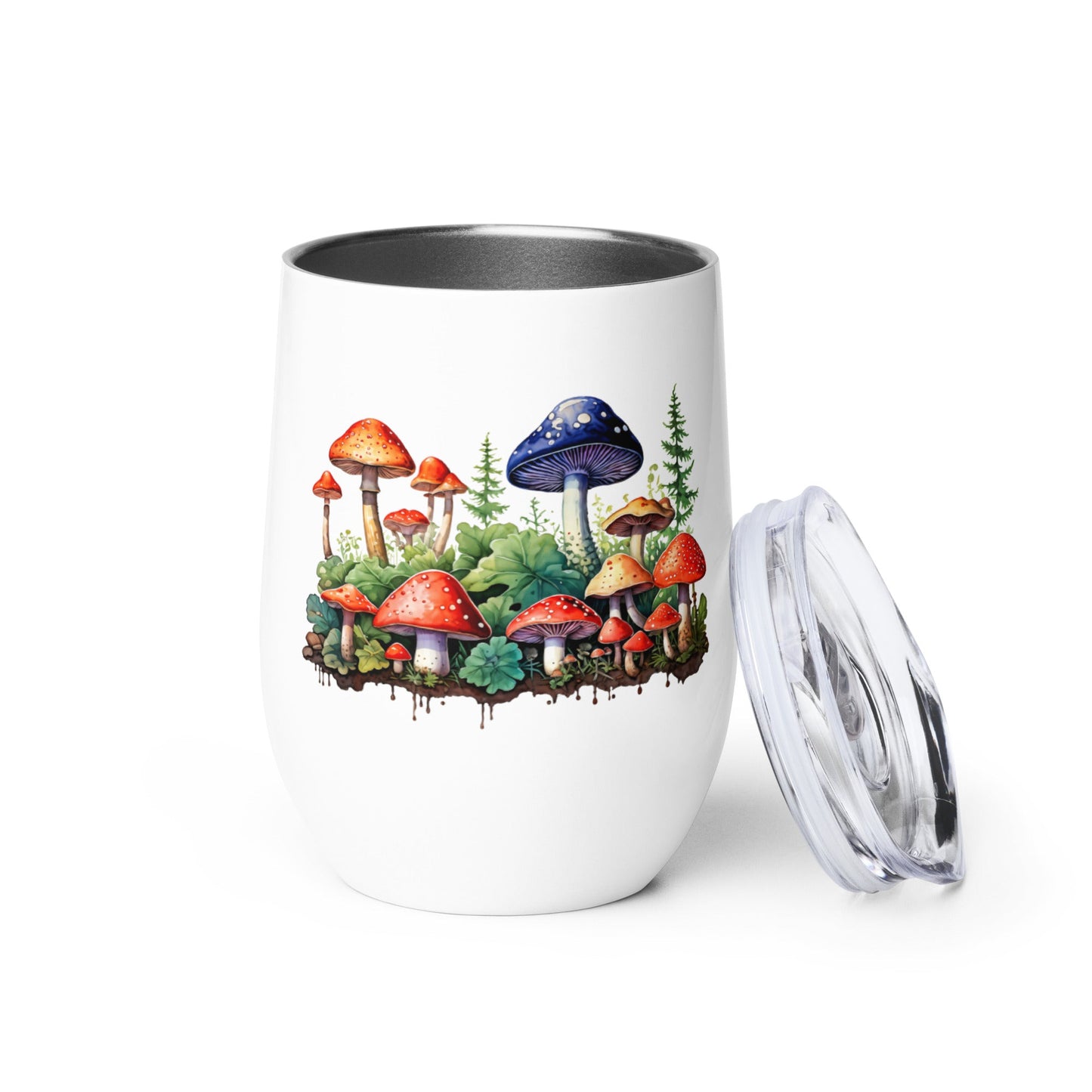 Mushroom Forest Watercolor Art Stainless Steel Wine Tumbler - Tumblers - Discovery Co.