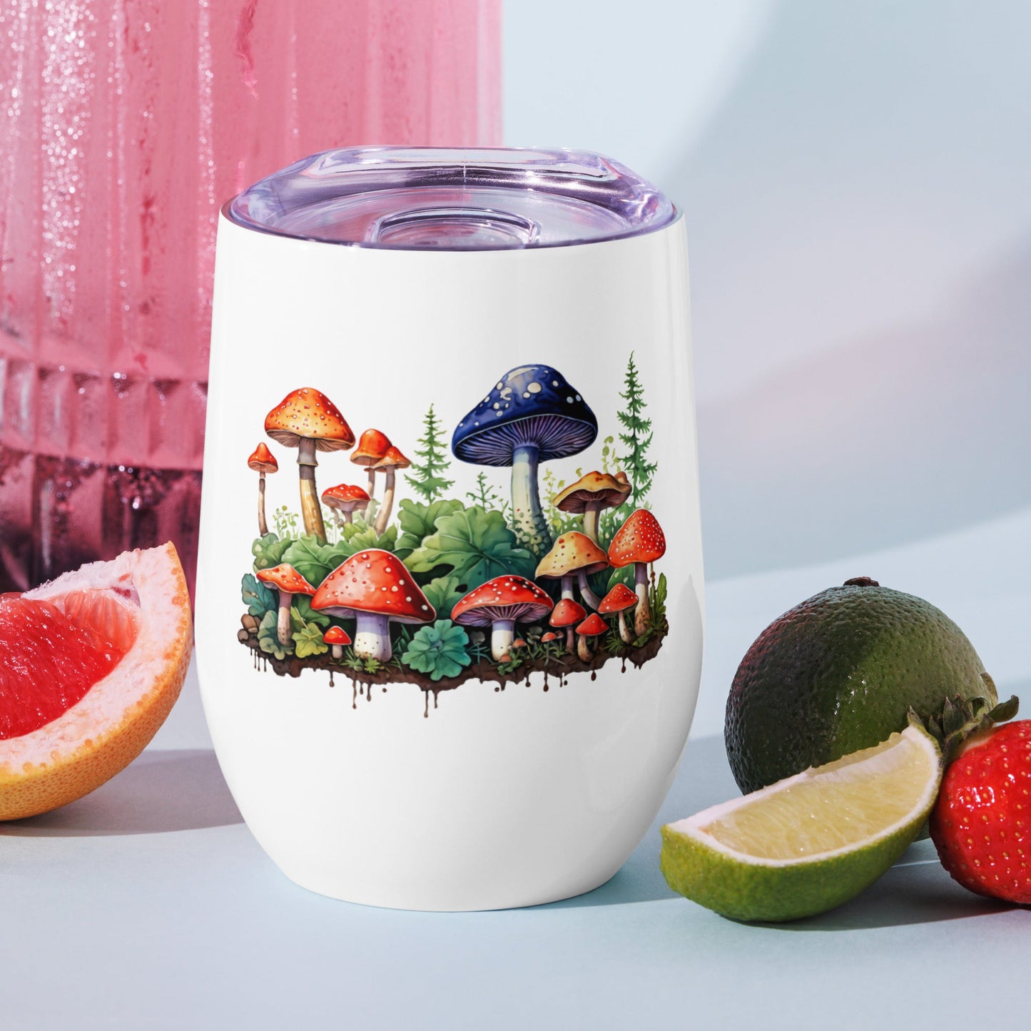 Mushroom Forest Watercolor Art Stainless Steel Wine Tumbler - Tumblers - Discovery Co.