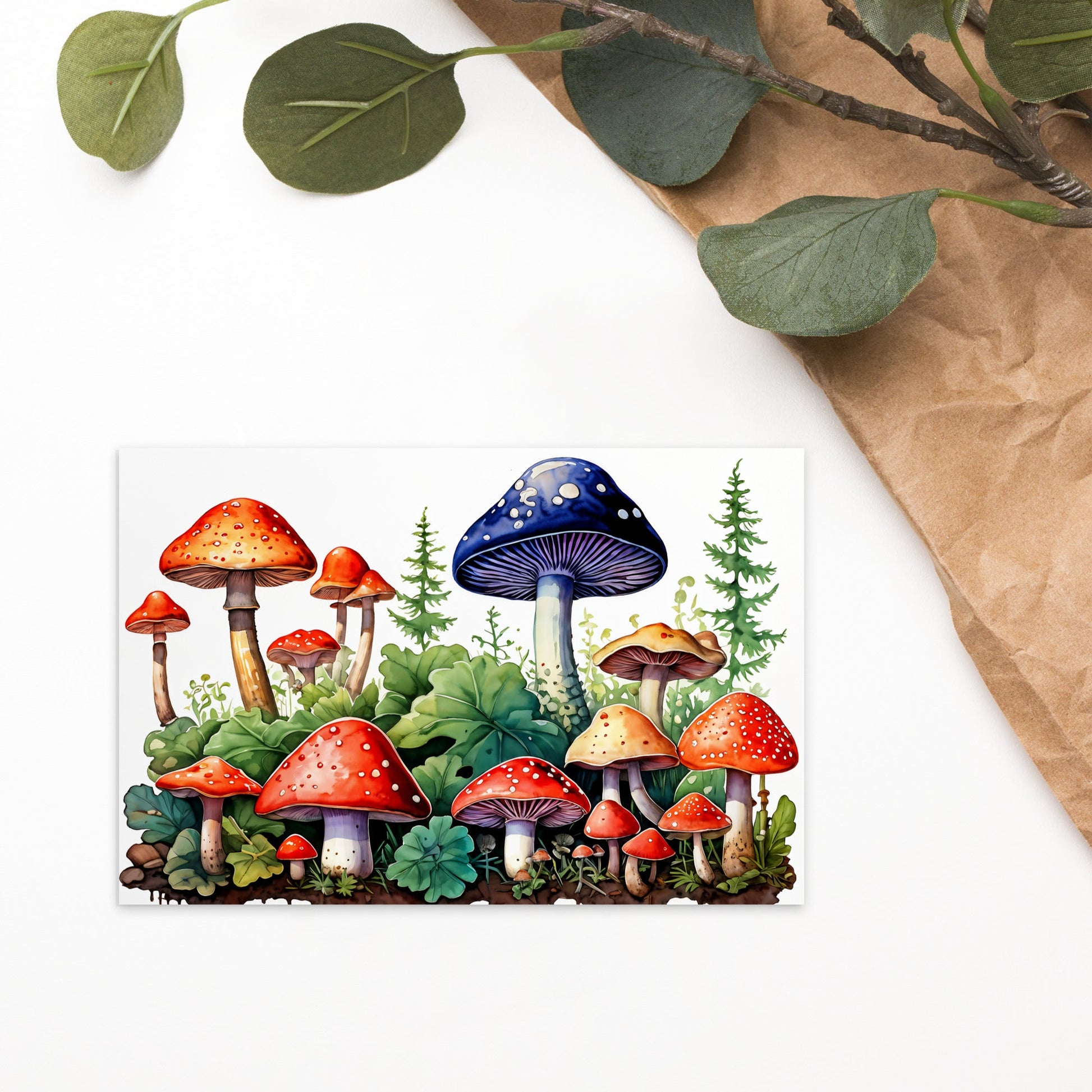 Mushroom Forest Watercolor Art Standard Postcard - Post Cards - Discovery Co.