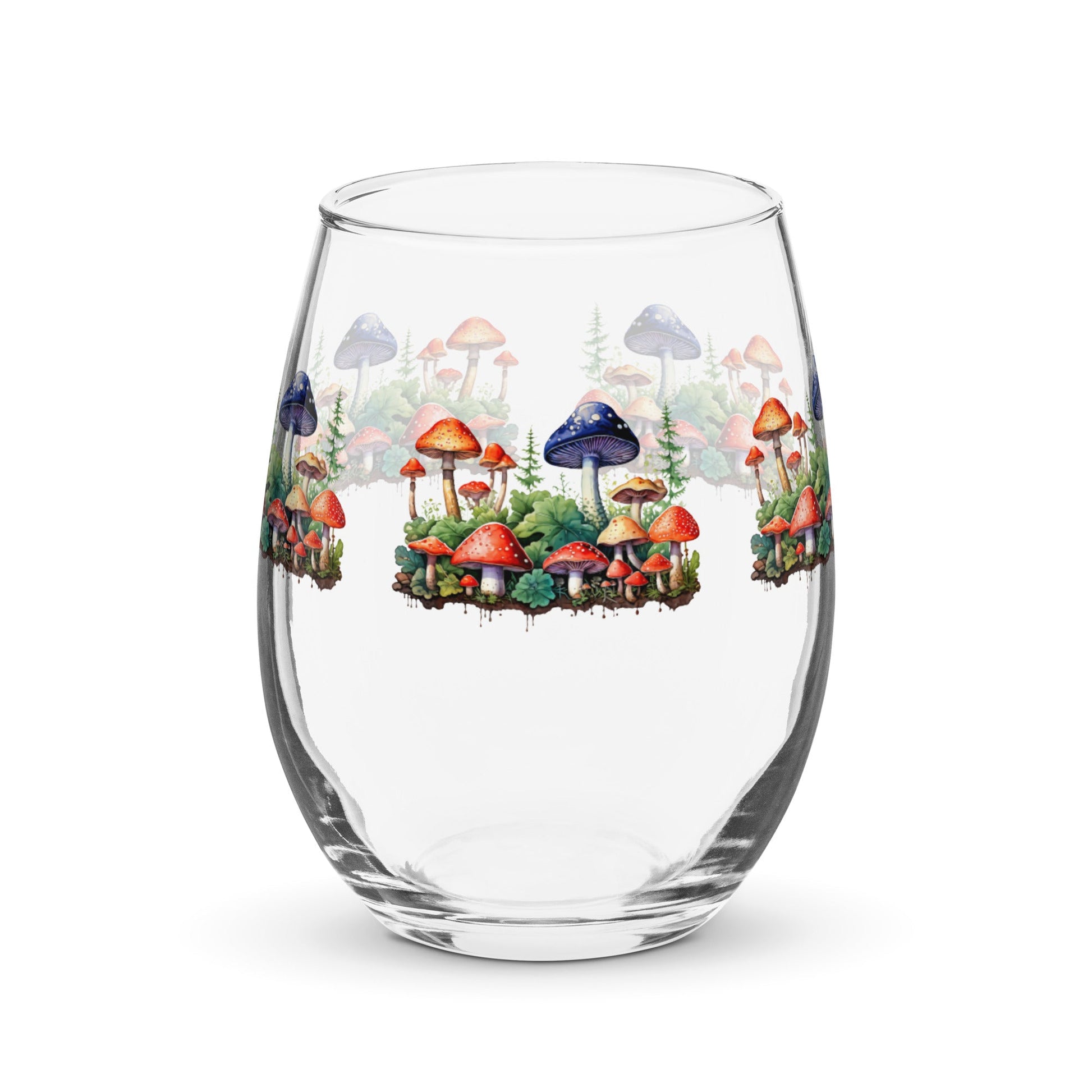 Mushroom Forest Watercolor Art Stemless Wine Glass - Stemless Wine Glass - Discovery Co.