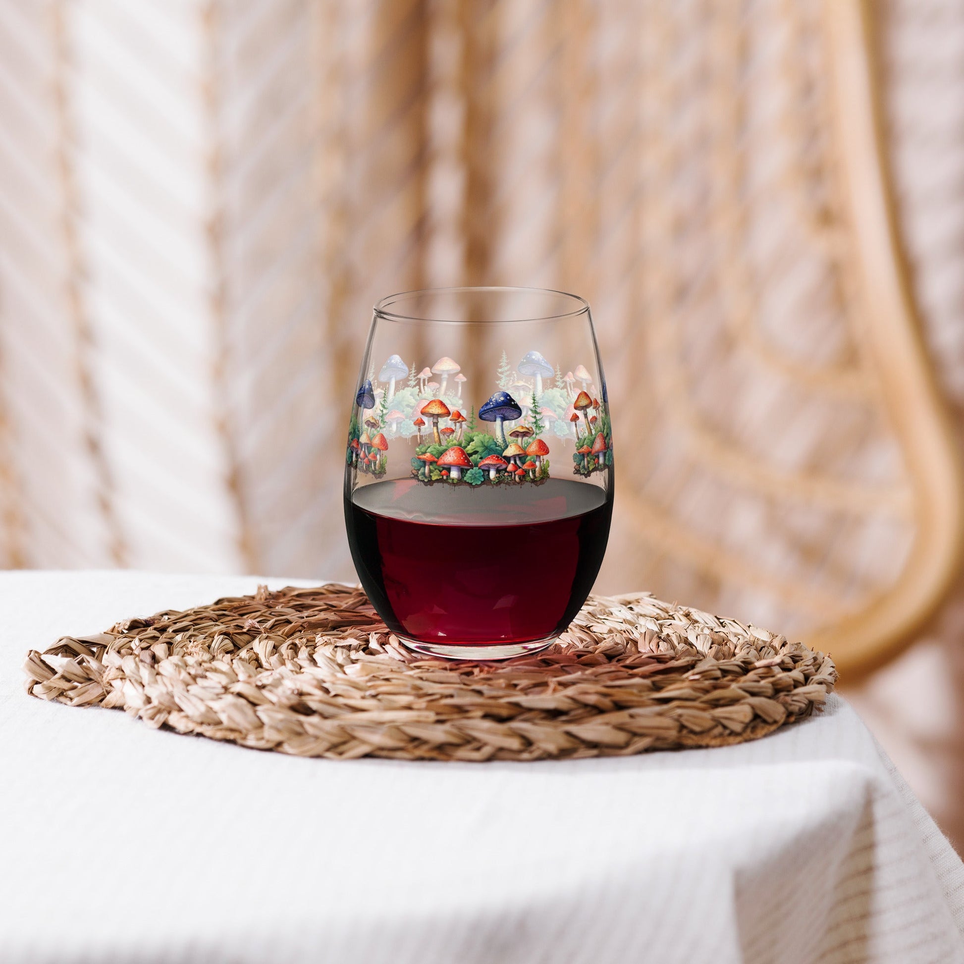 Mushroom Forest Watercolor Art Stemless Wine Glass - Stemless Wine Glass - Discovery Co.