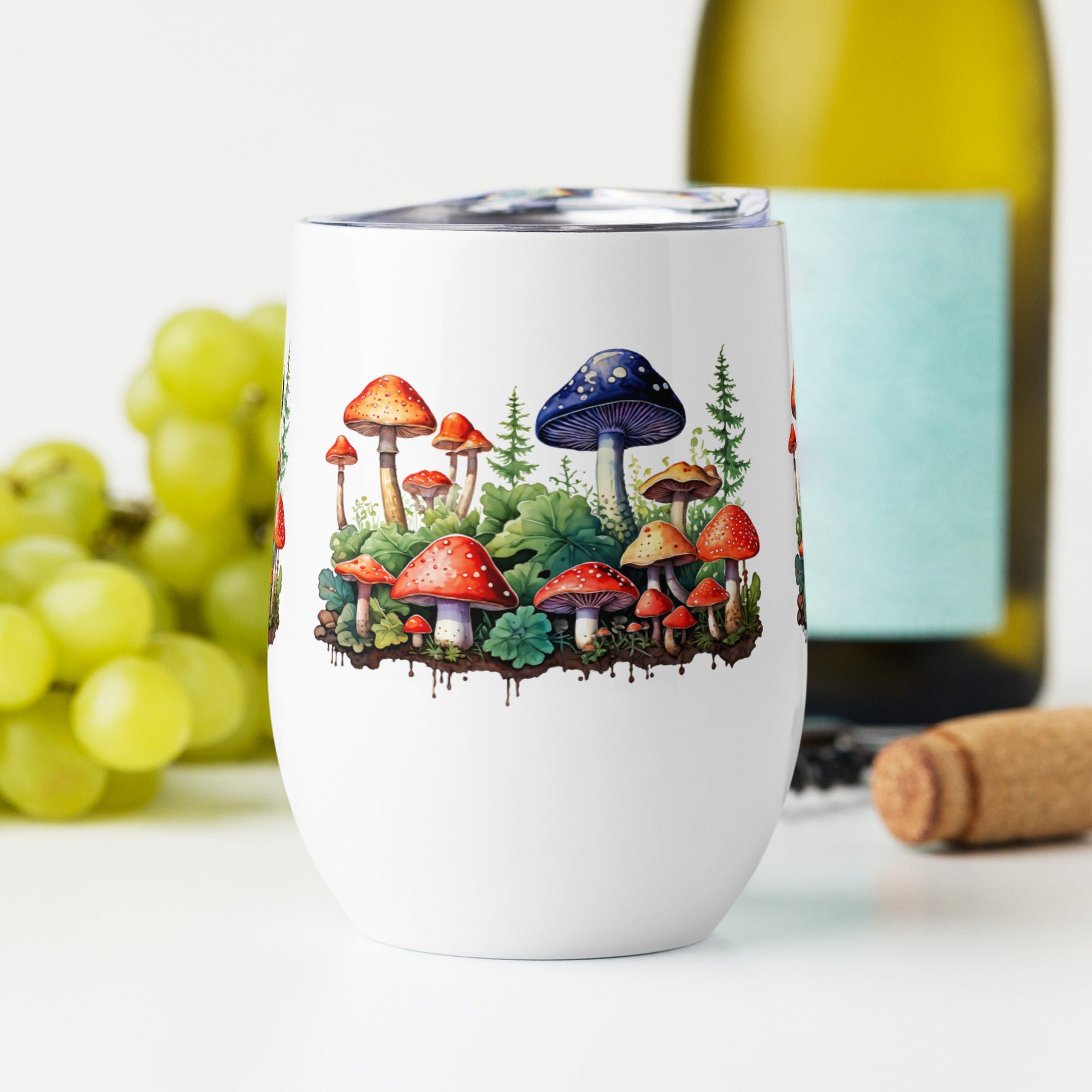 Mushroom Forest Watercolor Art Wine Tumbler - Tumblers - Discovery Co.