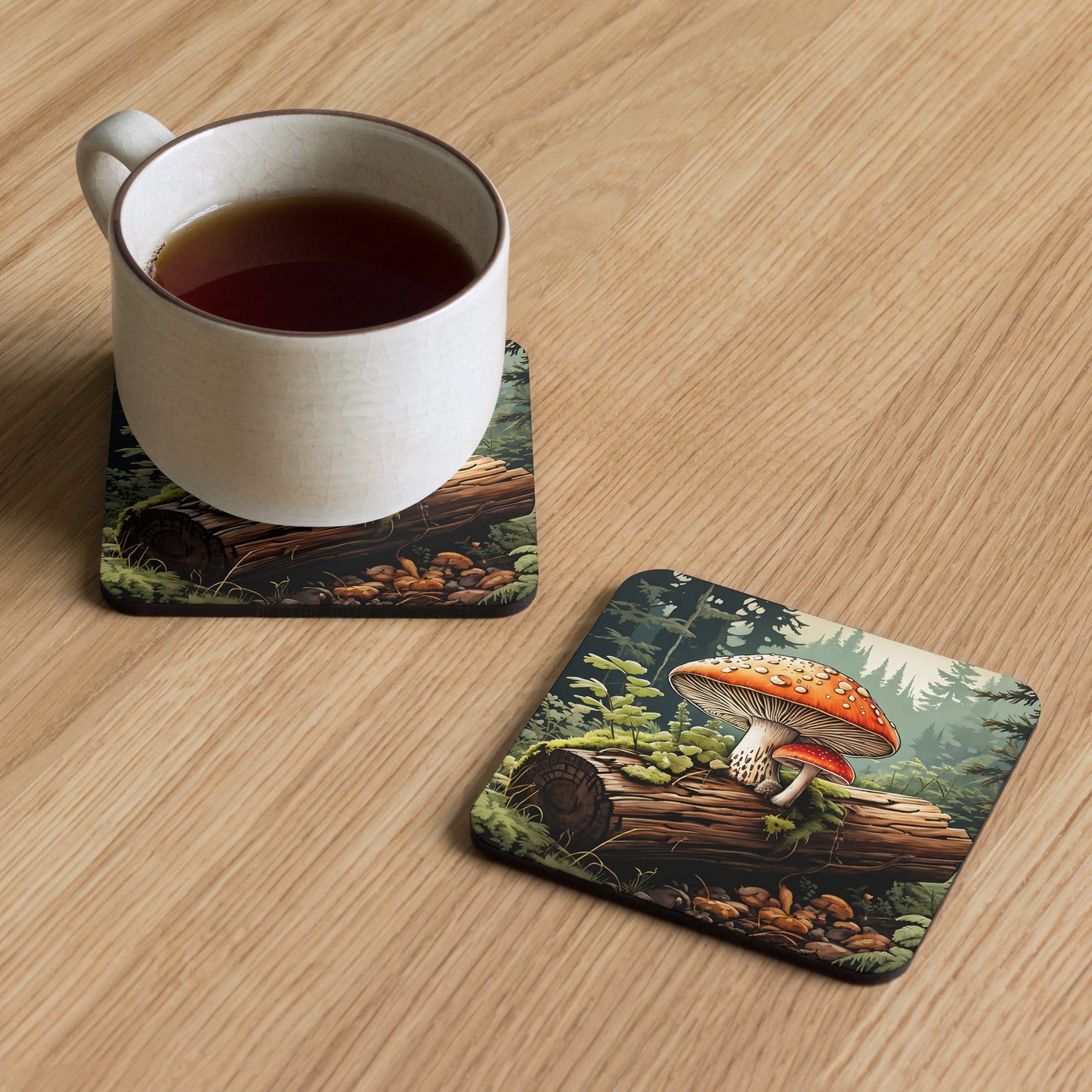 Mushroom Log Cork-back Coaster - Coasters - Discovery Co.