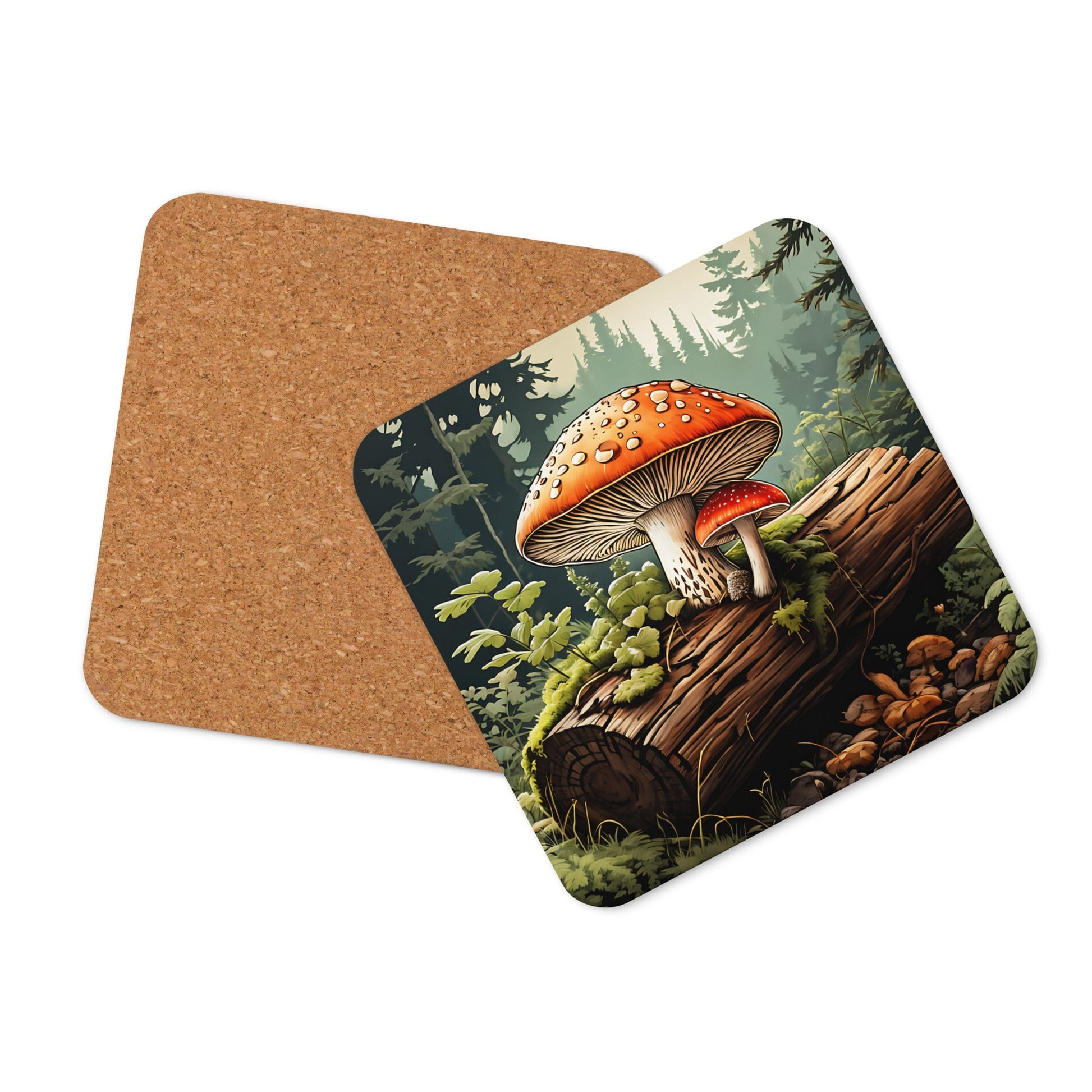 Mushroom Log Cork-back Coaster - Coasters - Discovery Co.