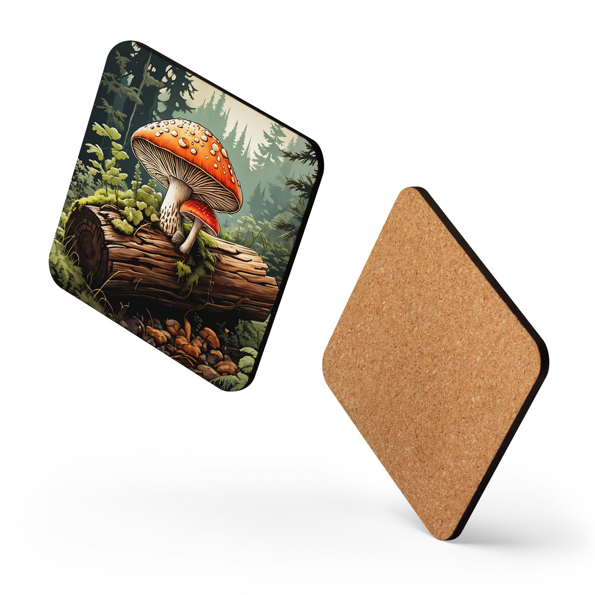 Mushroom Log Cork-back Coaster - Coasters - Discovery Co.