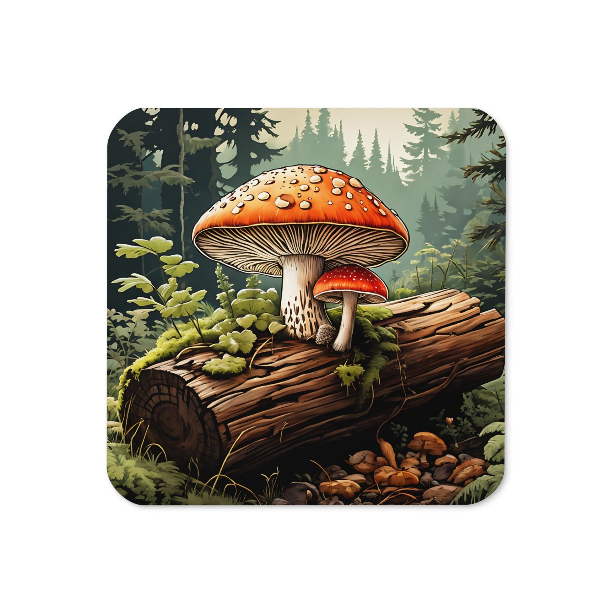 Mushroom Log Cork-back Coaster - Coasters - Discovery Co.