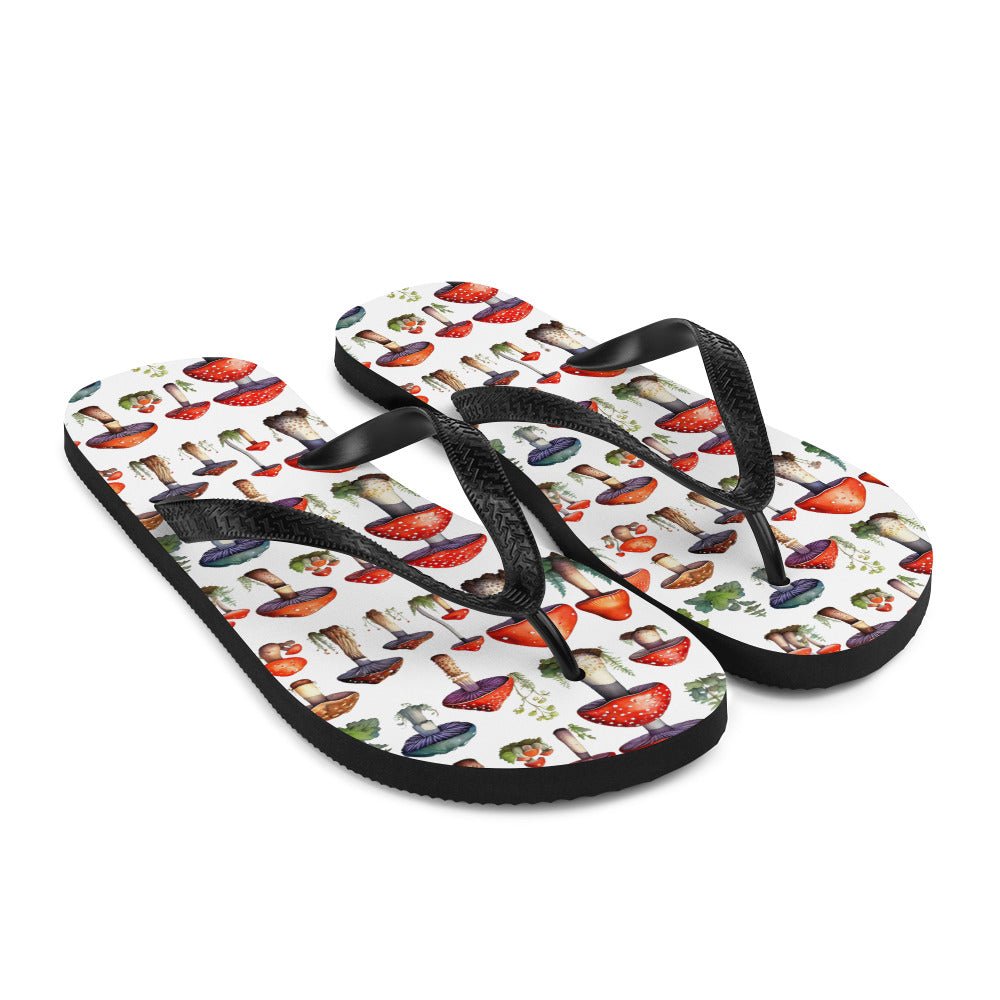 Mushroom Plate Watercolor Art Flip-Flops - Discovery Co.