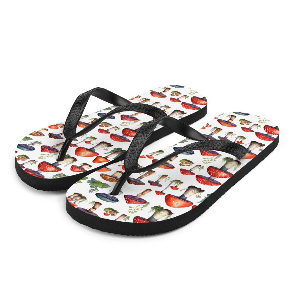 Mushroom Plate Watercolor Art Flip-Flops - Discovery Co.