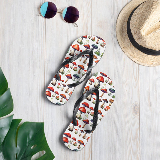 Mushroom Plate Watercolor Art Flip-Flops - Discovery Co.