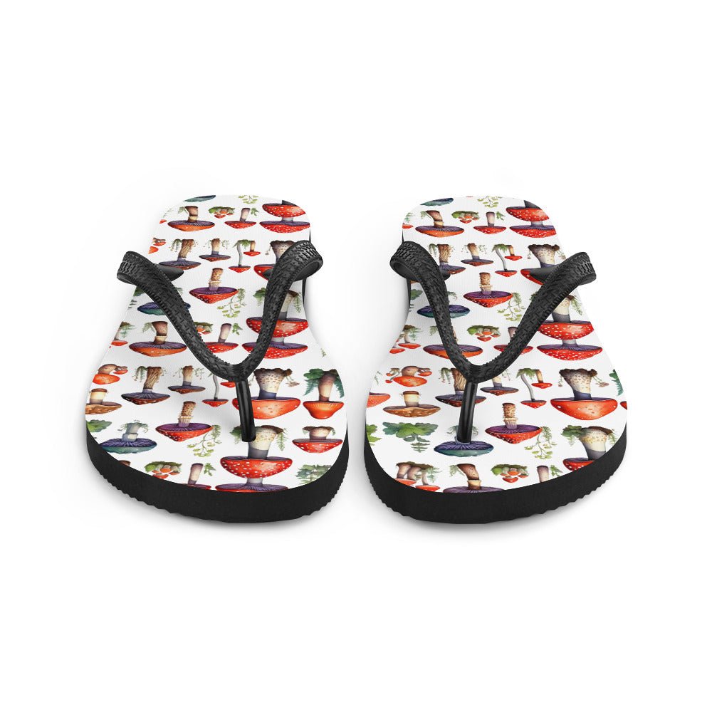 Mushroom Plate Watercolor Art Flip-Flops - Discovery Co.