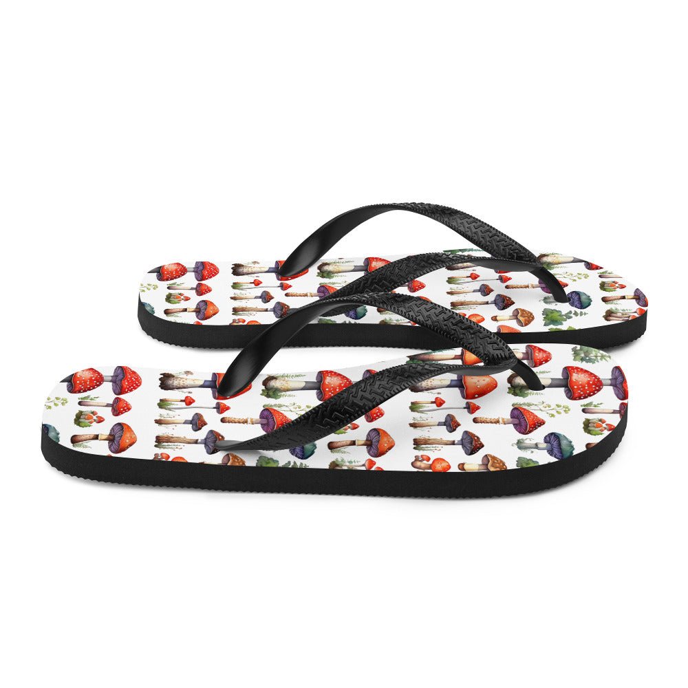 Mushroom Plate Watercolor Art Flip-Flops - Discovery Co.