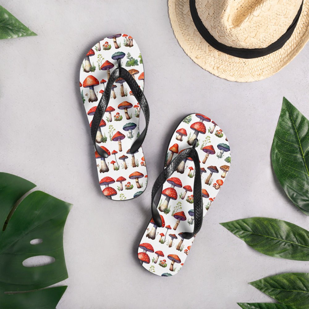 Mushroom Plate Watercolor Art Flip-Flops - Discovery Co.