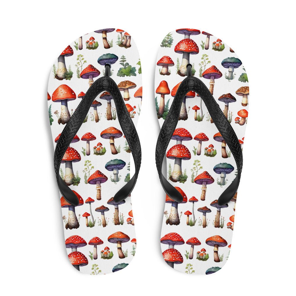 Mushroom Plate Watercolor Art Flip-Flops - Discovery Co.