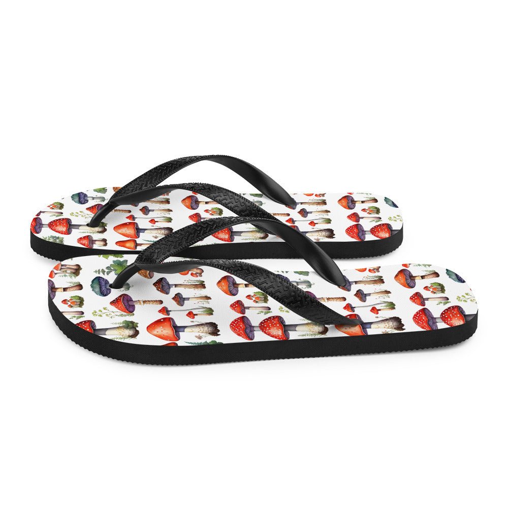 Mushroom Plate Watercolor Art Flip-Flops - Discovery Co.