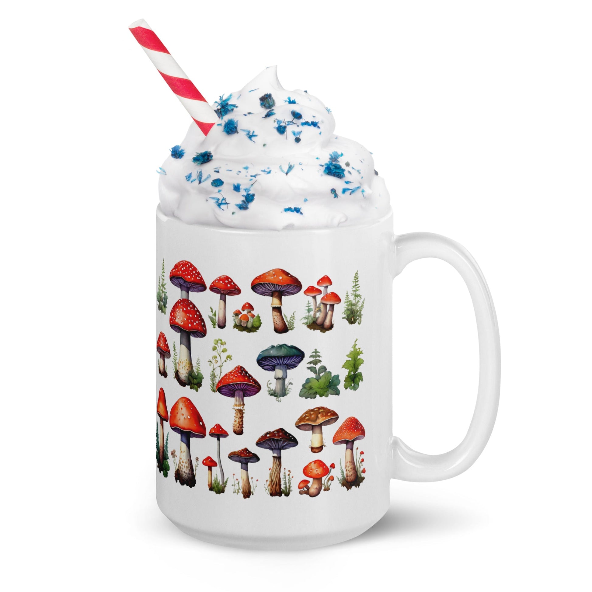 Mushroom Plate Watercolor Art White Glossy Mug (11 oz, 15 oz, 20 oz) - Mugs - Discovery Co.