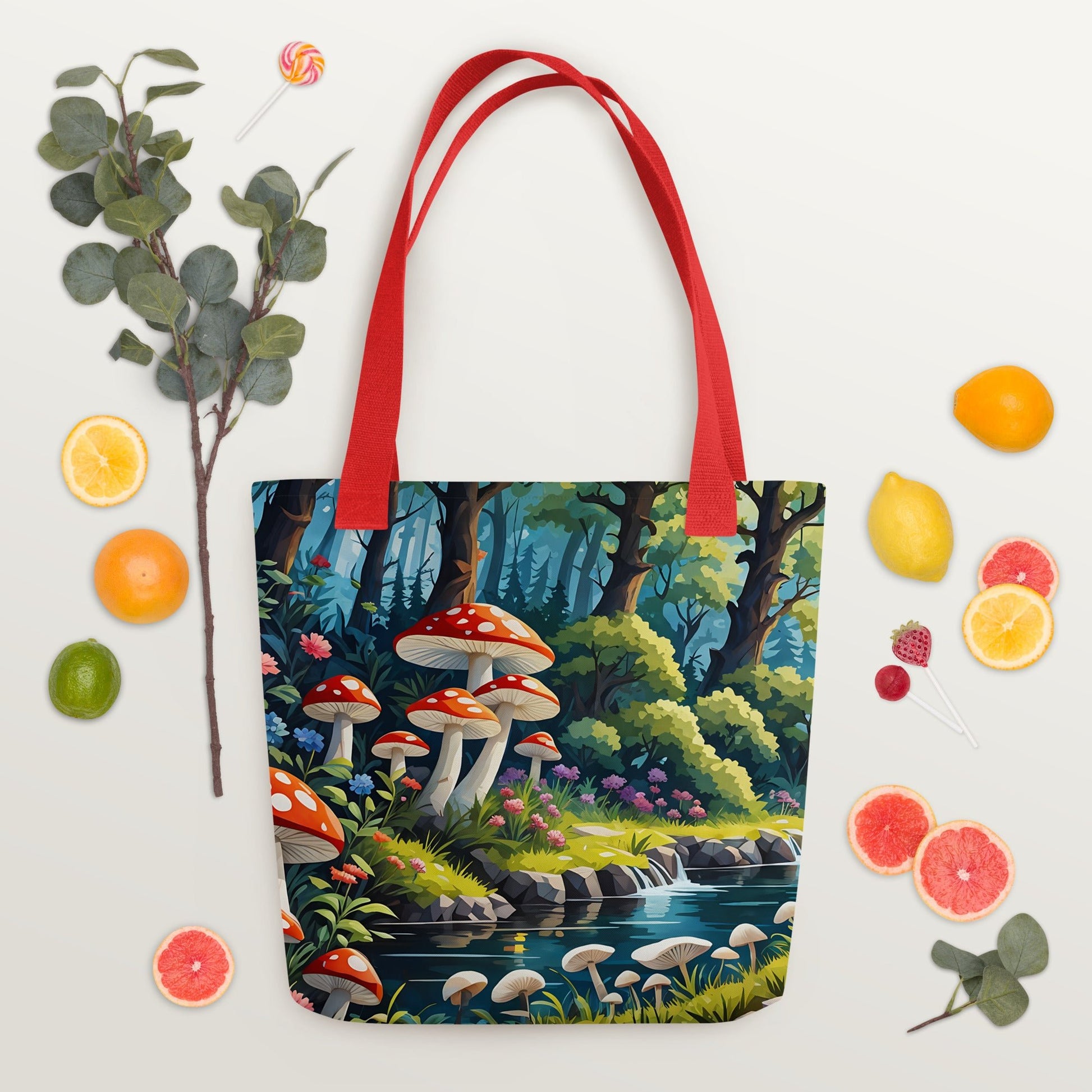 Mushrooms By The River II Tote Bag - Tote Bags - Discovery Co.