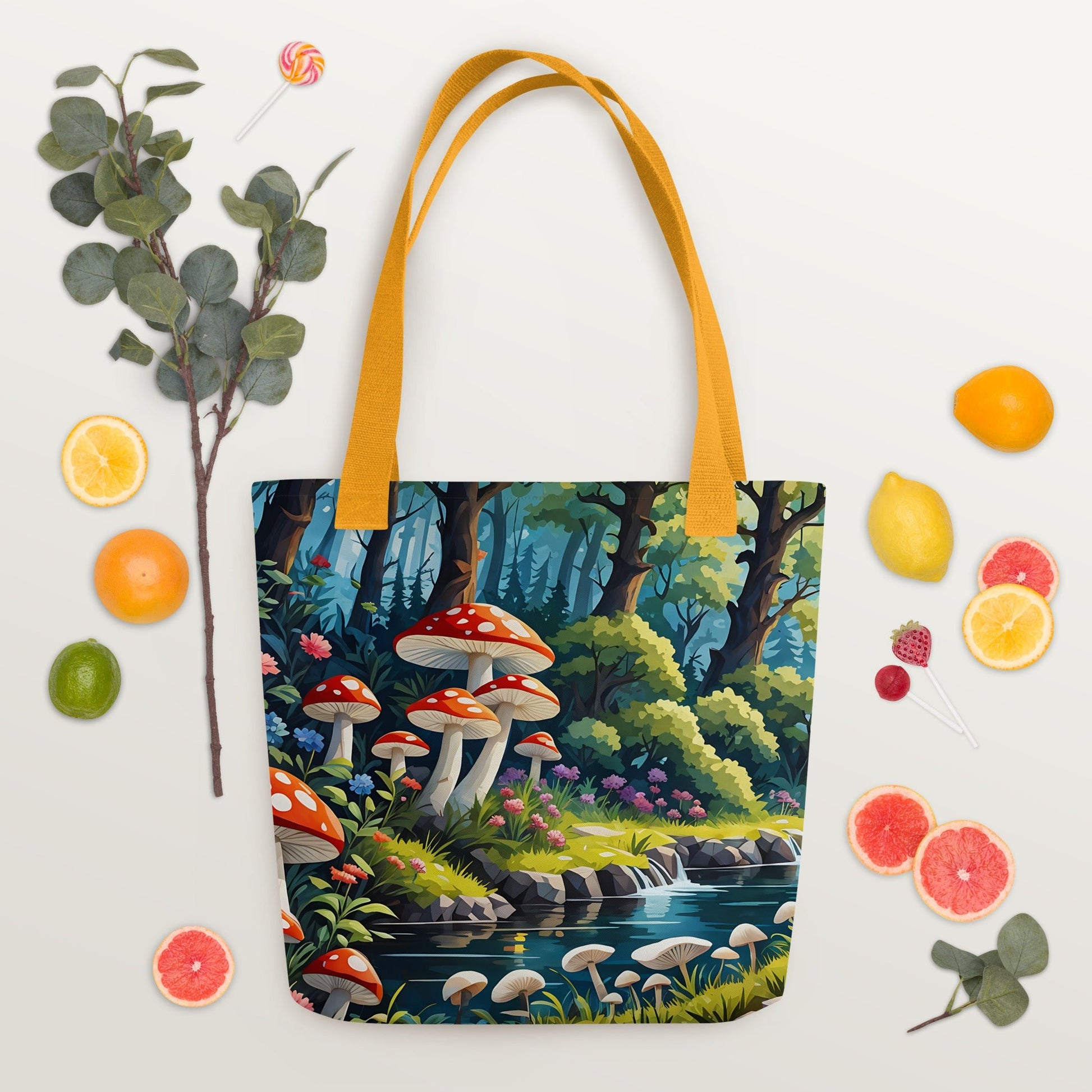 Mushrooms By The River II Tote Bag - Tote Bags - Discovery Co.